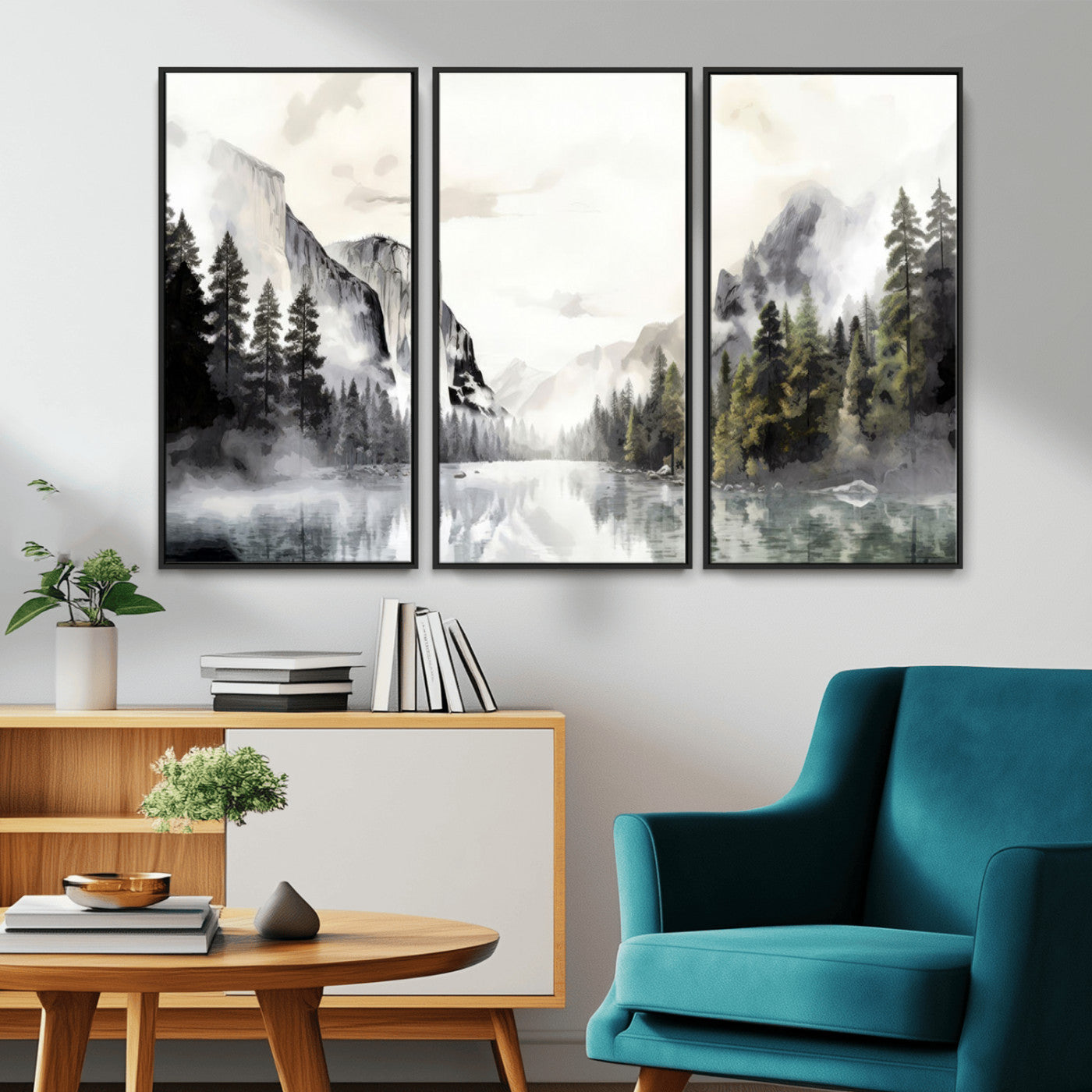 MGV-FC-48X32-3P - Yosemite Valley Wall Art Canvas Print – Framed and Ready to Hang – Majestic Nature Landscape Décor