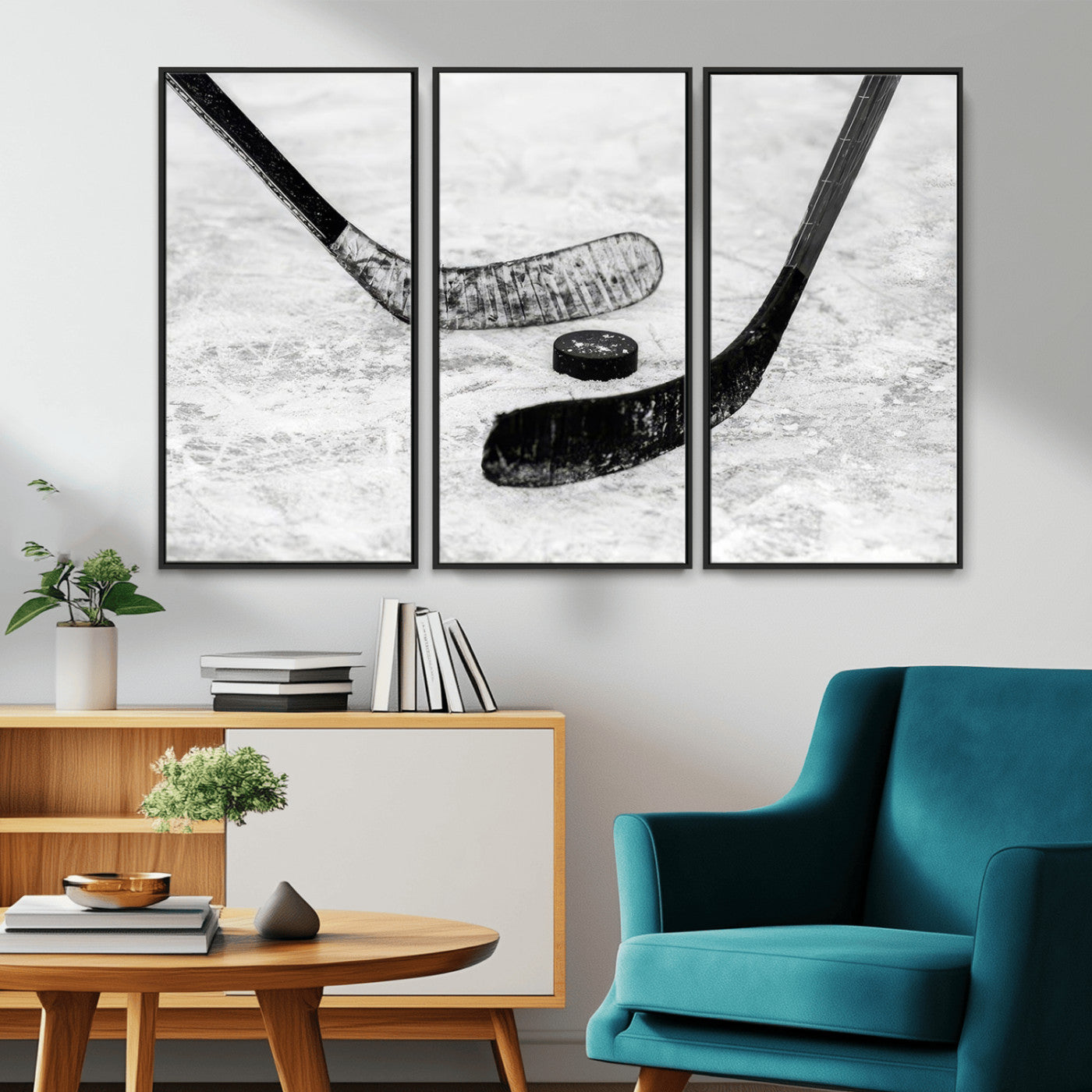 MGV-FC-48X32-3P - Winter Ice Hockey Sport Canvas Wall Art Print - Hockey Wall Art Print