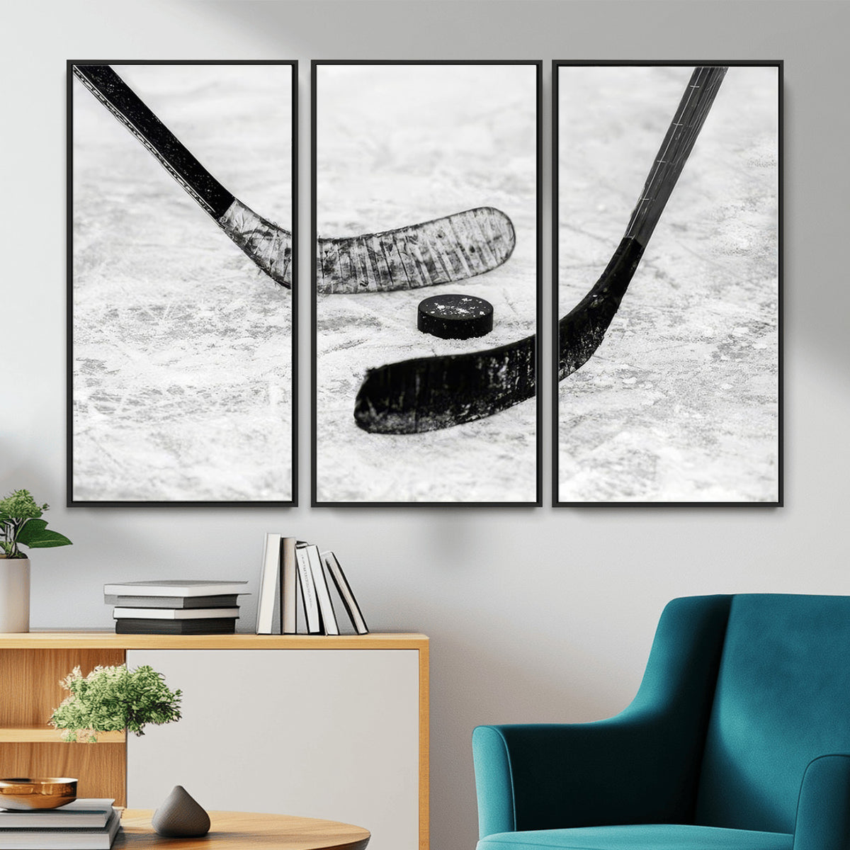 82900-MGV-CV-36X24 - Winter Ice Hockey Sport Canvas Wall Art Print, Hockey Wall Decor