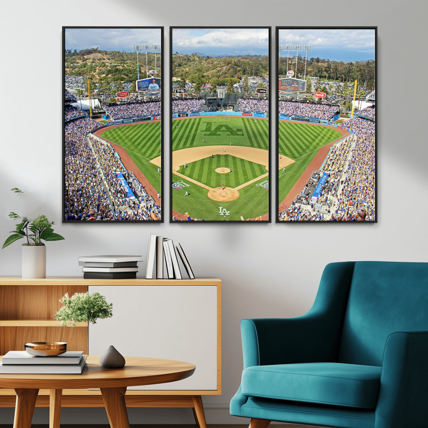 MGV-FC-48X32-3P - Citi Field Wall Art Print | 3-Panel New York Mets Baseball Stadium Canvas Print | Framed Sports Decor for Living Room, Man Cave, or Office