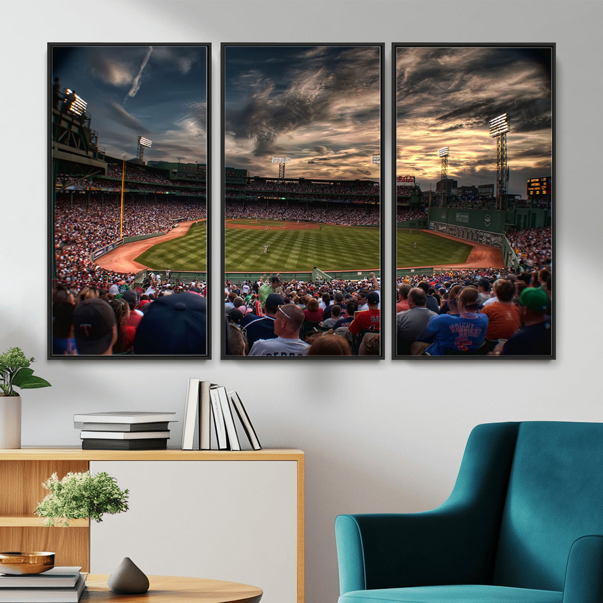 53432-MGV-CV-36X24 - Boston Red Sox Baseball Team Print, Massachusetts Fenway Park Stadium Wall Art Canvas Print