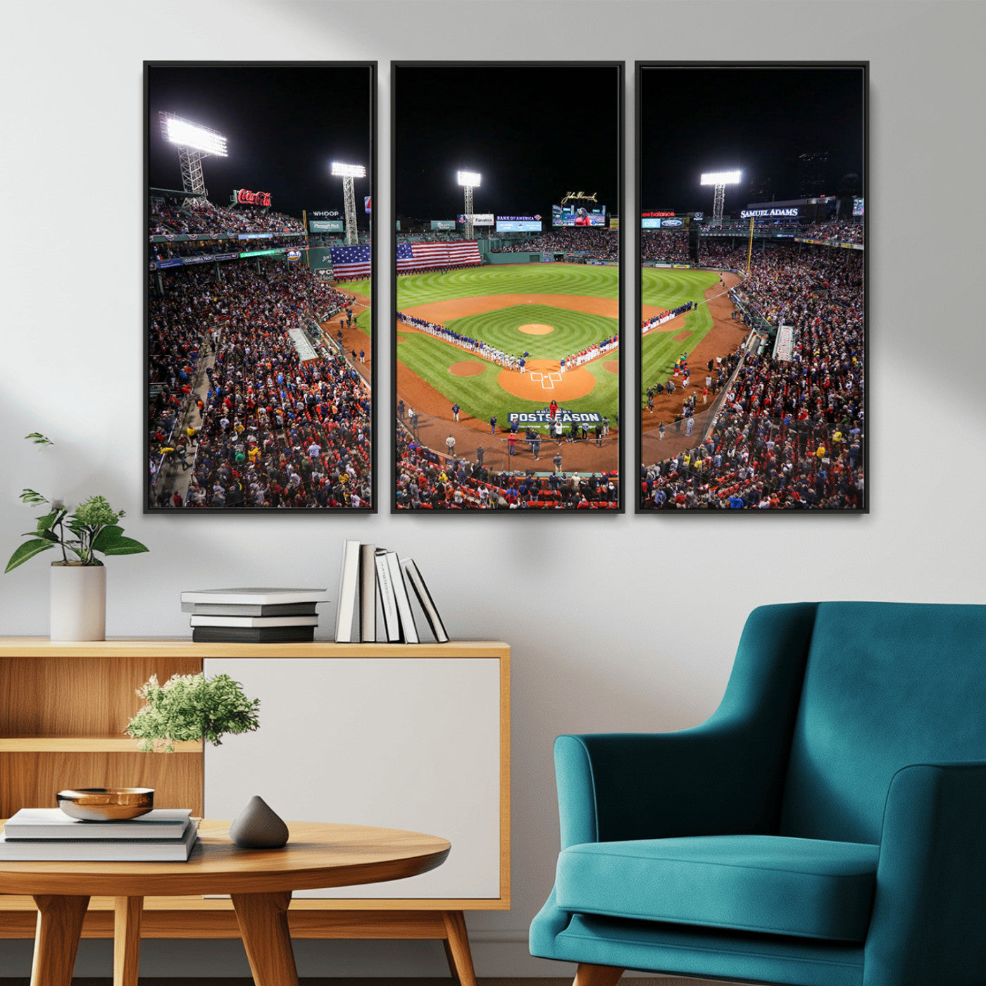 MGV-FC-48X32-3P - Fenway Park Wall Art Canvas Print | Large Baseball Stadium Canvas Print for Boston Red Sox Fans | Framed Ready-to-Hang Boston Sports Decor Artwork