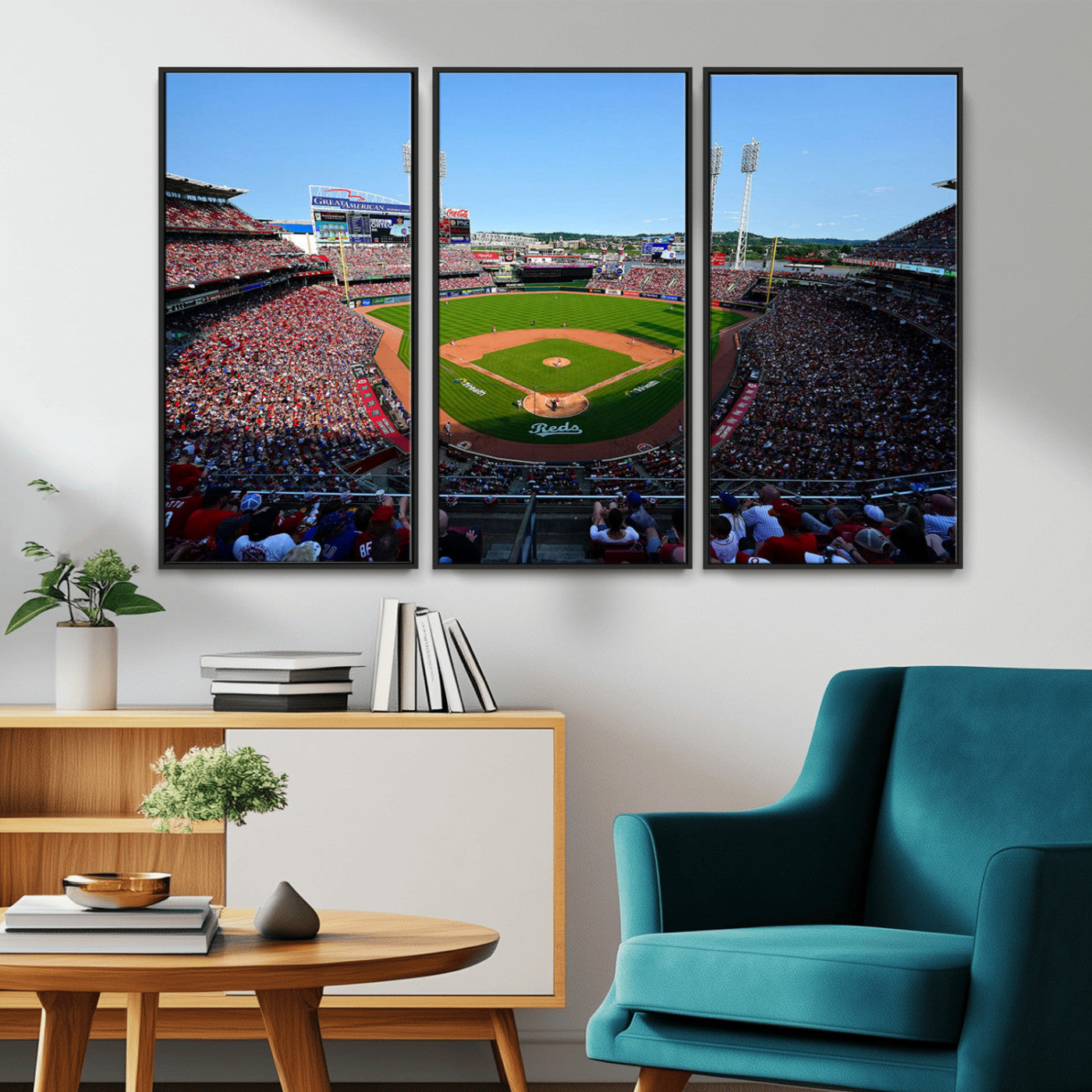MGV-FC-48X32-3P - Cincinnati Reds Baseball Team Print - Great American Ball Park Stadium Wall Art Canvas Print