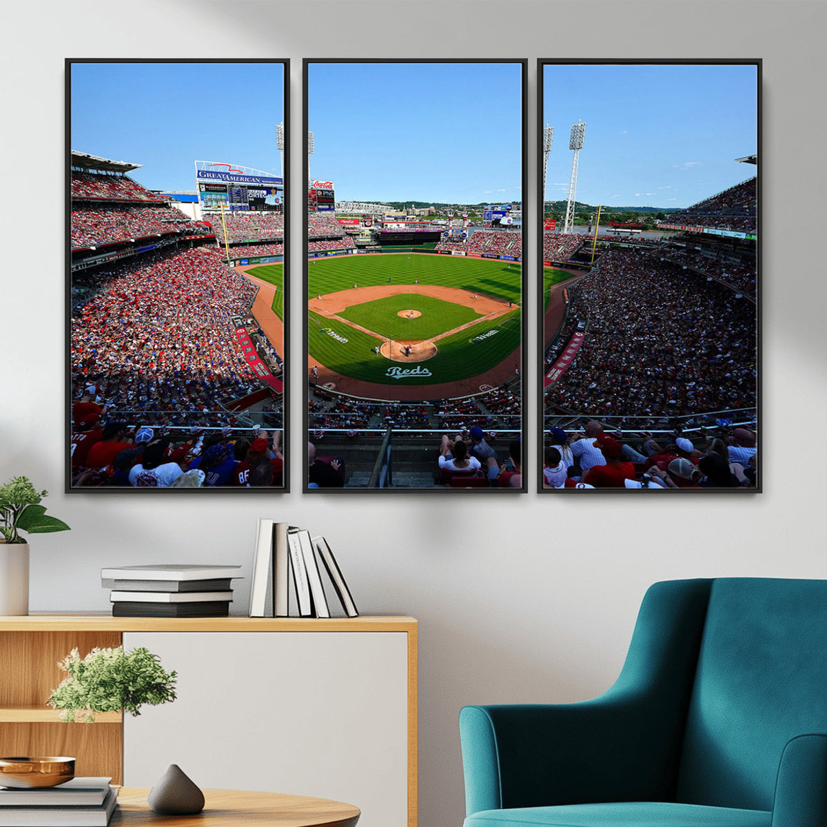 90998-MGV-CV-36X24 - Cincinnati Reds Baseball Canvas Print | Great American Ball Park Stadium Wall Art