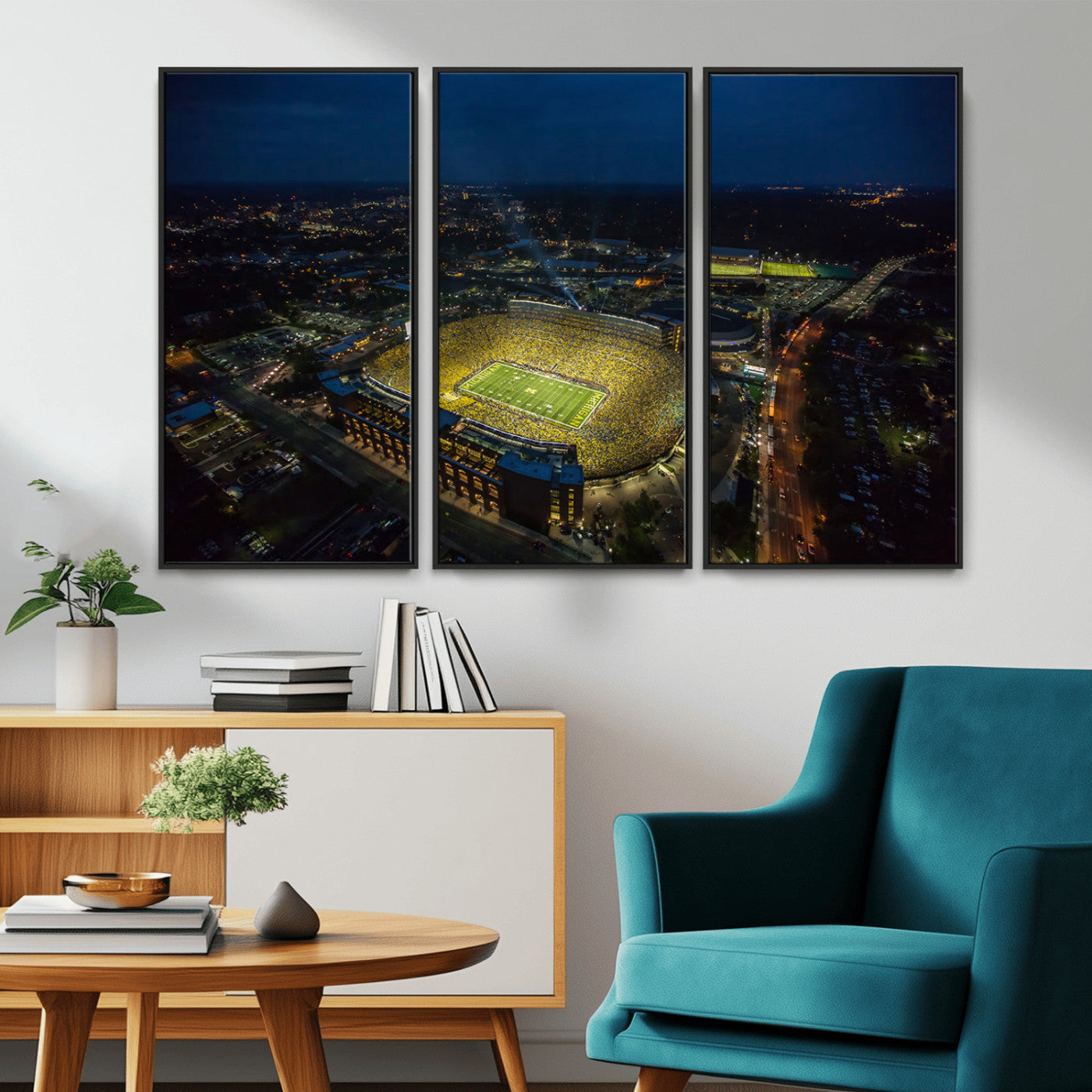 MGV-FC-48X32-3P - Michigan Wolverines Football Team Print - Michigan Stadium Wall Art Canvas Print