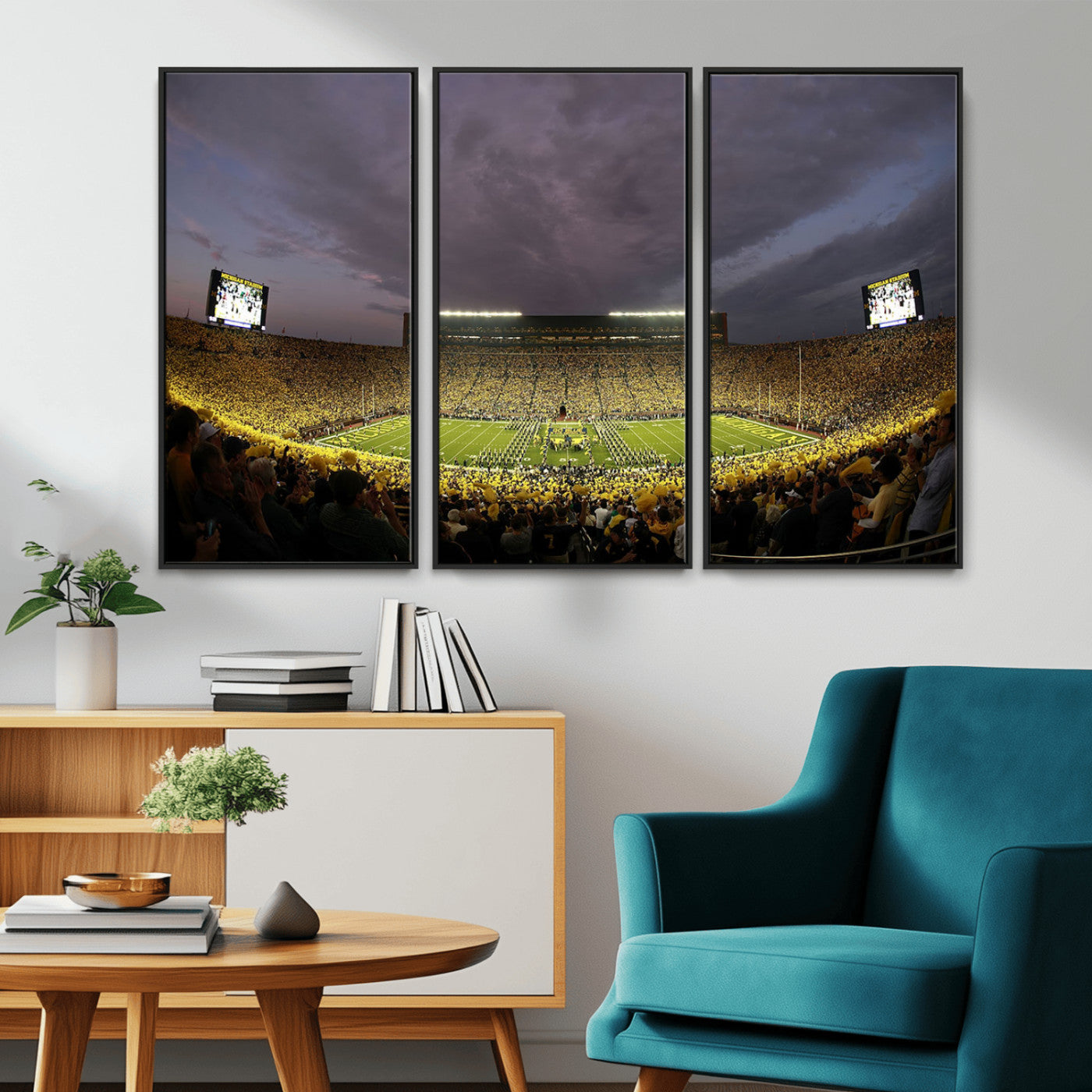 MGV-FC-48X32-3P - Michigan Wolverines Football Team Print - Michigan Stadium Wall Art Canvas Print