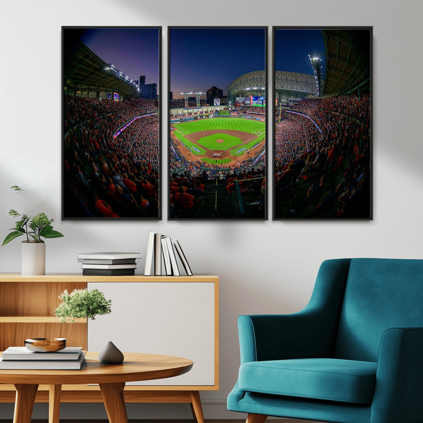 MGV-FC-48X32-3P - Houston Astros Baseball Team Print - Houston Minute Maid Park Stadium Wall Art Canvas Print
