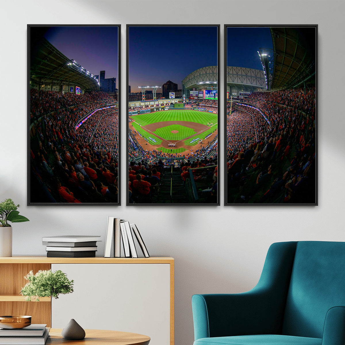 44322-MGV-CV-36X24 - Houston Astros Baseball Print Canvas, Houston Minute Maid Park Stadium Wall Art