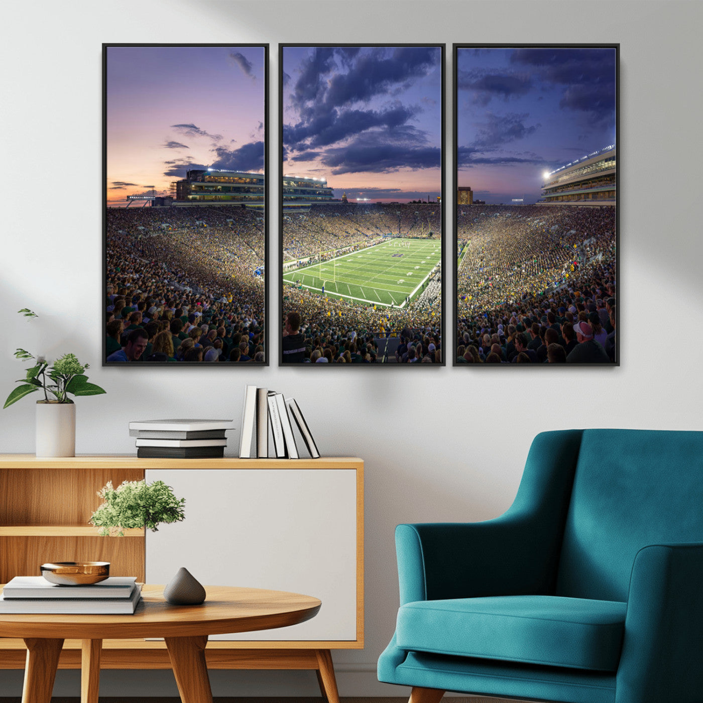 MGV-FC-48X32-3P - Notre Dame Fighting Irish Football Team Print - Notre Dame Stadium Wall Art Canvas Print