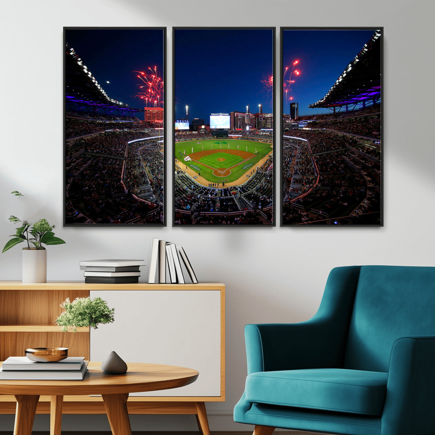 MGV-FC-48X32-3P - Truist Park Atlanta Braves Baseball Stadium Wall Art Print | Large 3-Panel Canvas Print for Sports