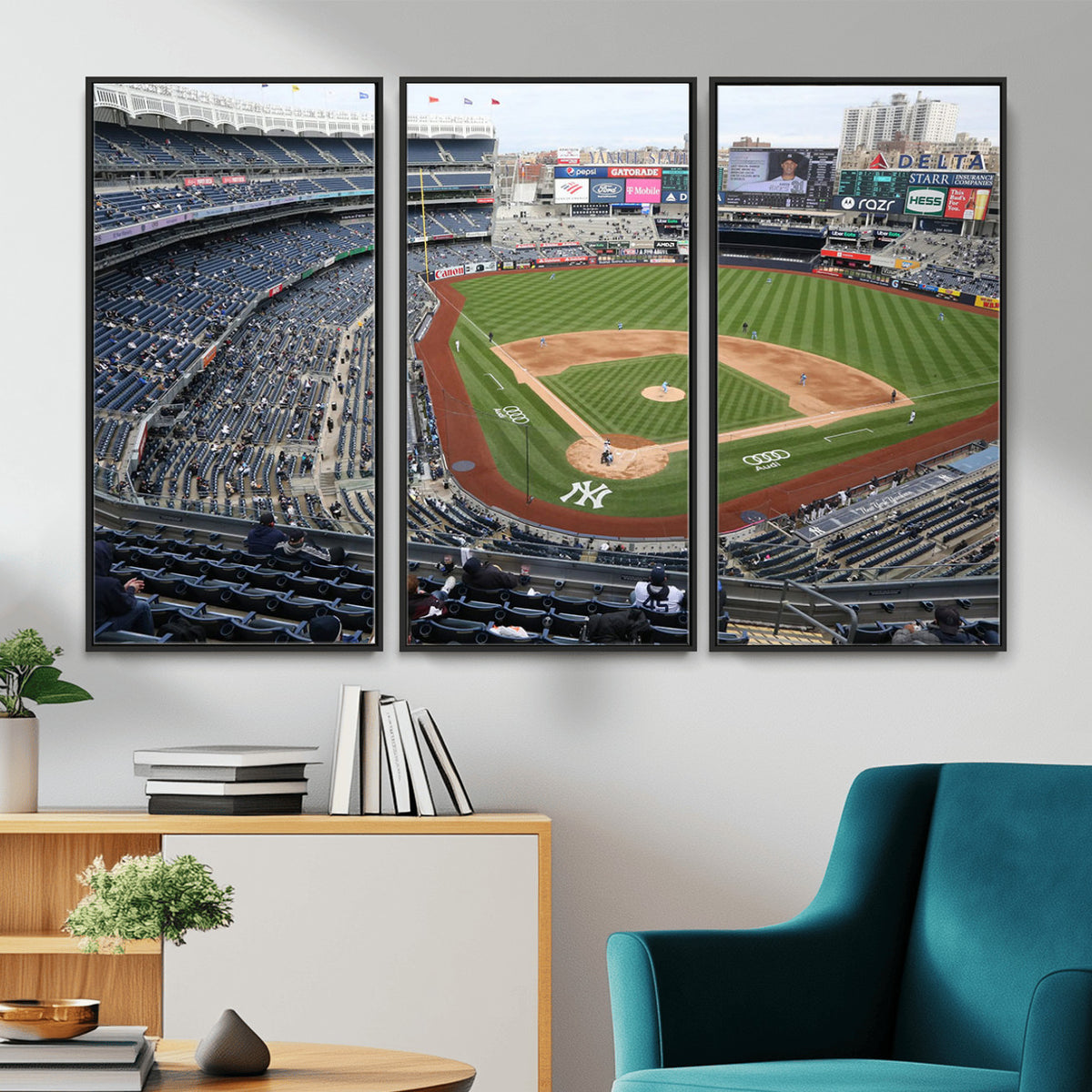 45784-MGV-CV-36X24 - New York Yankees Baseball Team Print, Yankee Stadium Wall Art Canvas Print