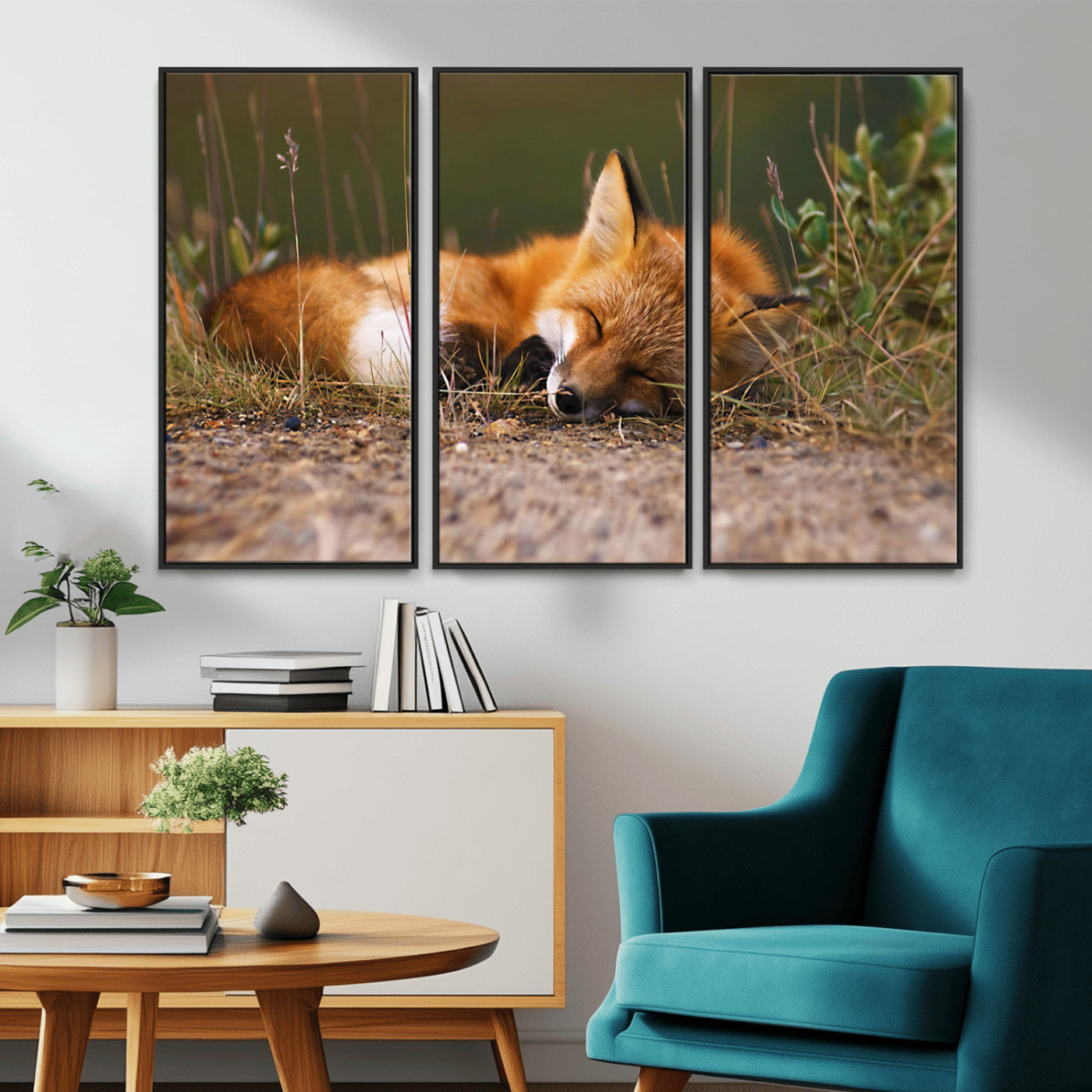 -Sleeping Fox Wall Art Canvas Print, Farmhouse Wall Decor and Animal Wall Art Print