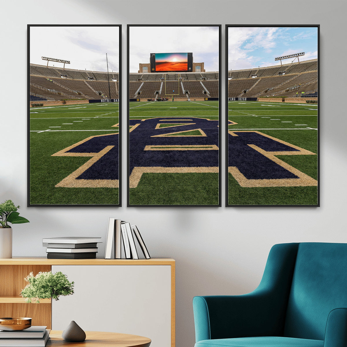 52835-MGV-CV-36X24 - Notre Dame Stadium Giclee Canvas Print | Triptych Wall Art Featuring Iconic Notre Dame Football