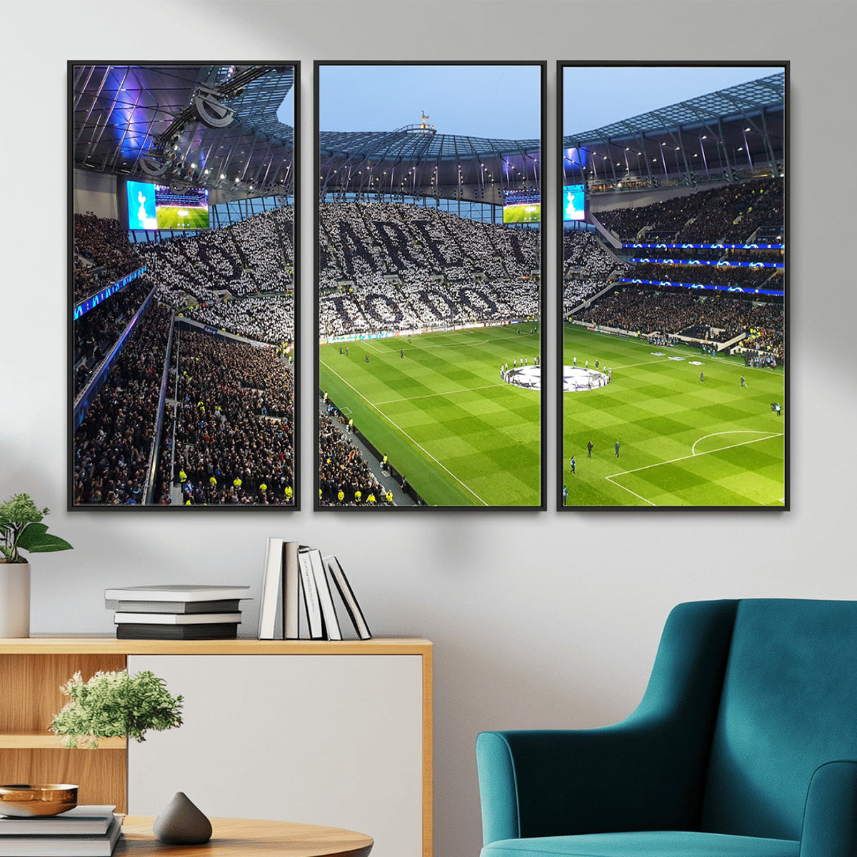 38765-MGV-CV-36X24 - Tottenham Hotspur Stadium Canvas Print, Match Day Triple Canvas Wall Art