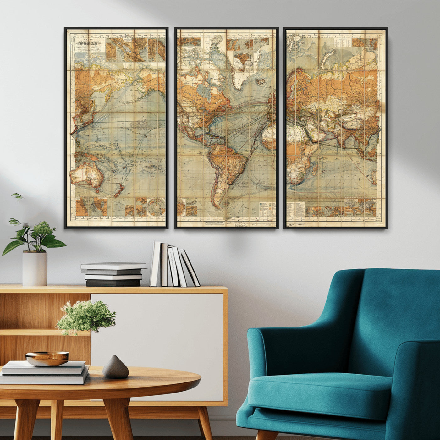 MGV-FC-48X32-3P - Push Pin World Map Canvas Print – Framed Wall Art for Couples to Track Their Travels – Anniversary