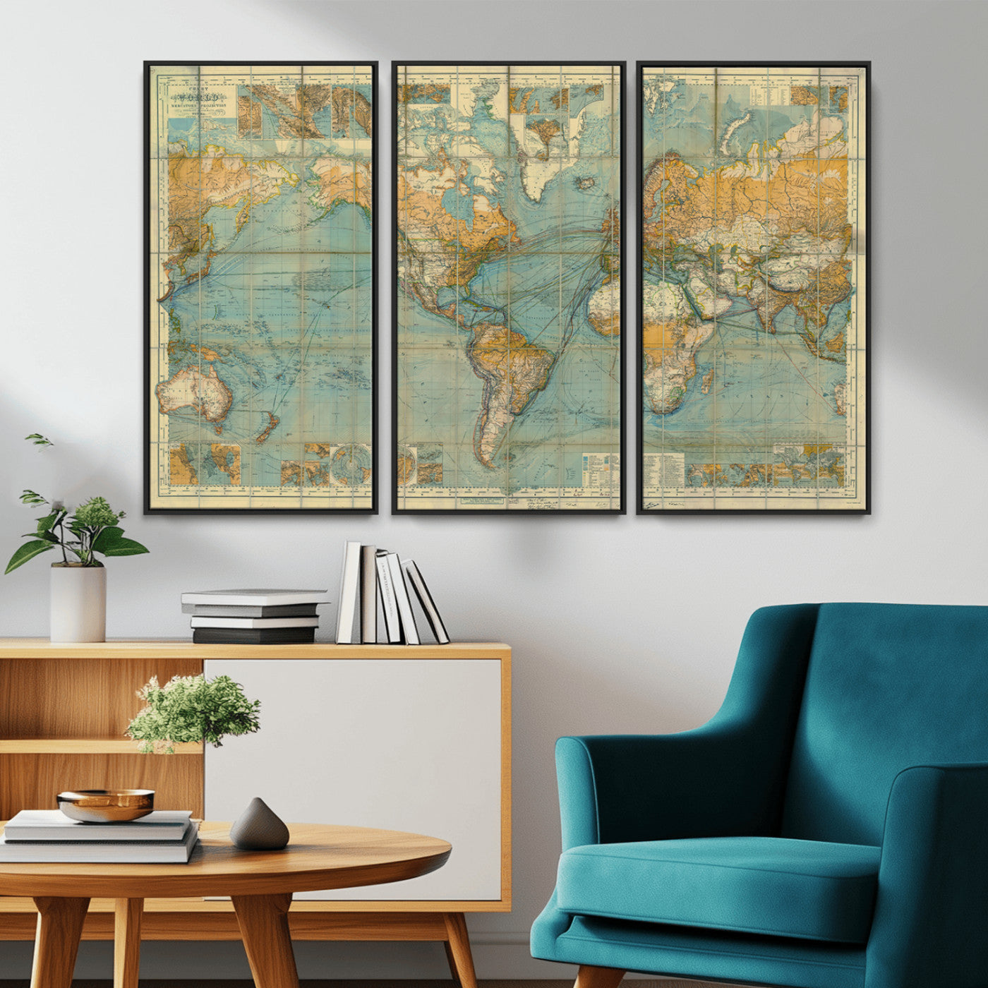 MGV-FC-48X32-3P - Push Pin World Map Canvas Print – Framed Wall Art for Couples to Track Their Travels – Anniversary