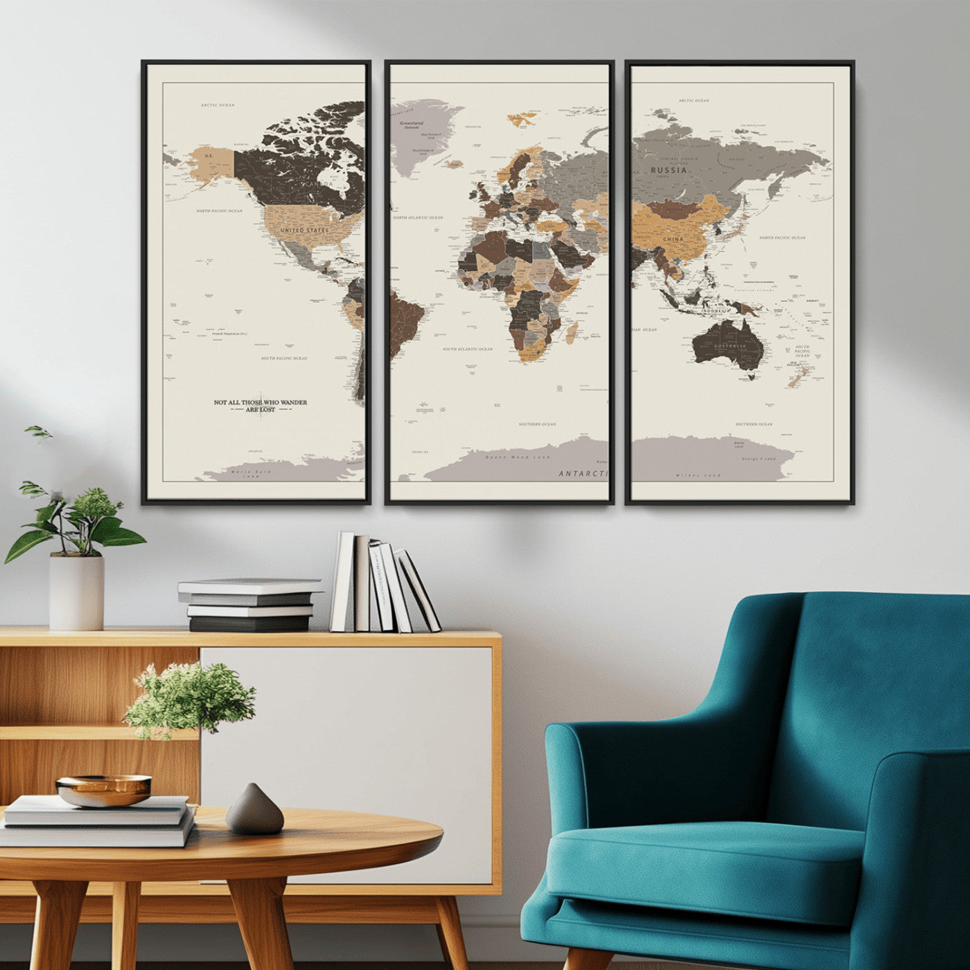 MGV-FC-48X32-3P - Push Pin World Map Canvas Print – Framed Wall Art for Couples to Track Their Travels – Anniversary