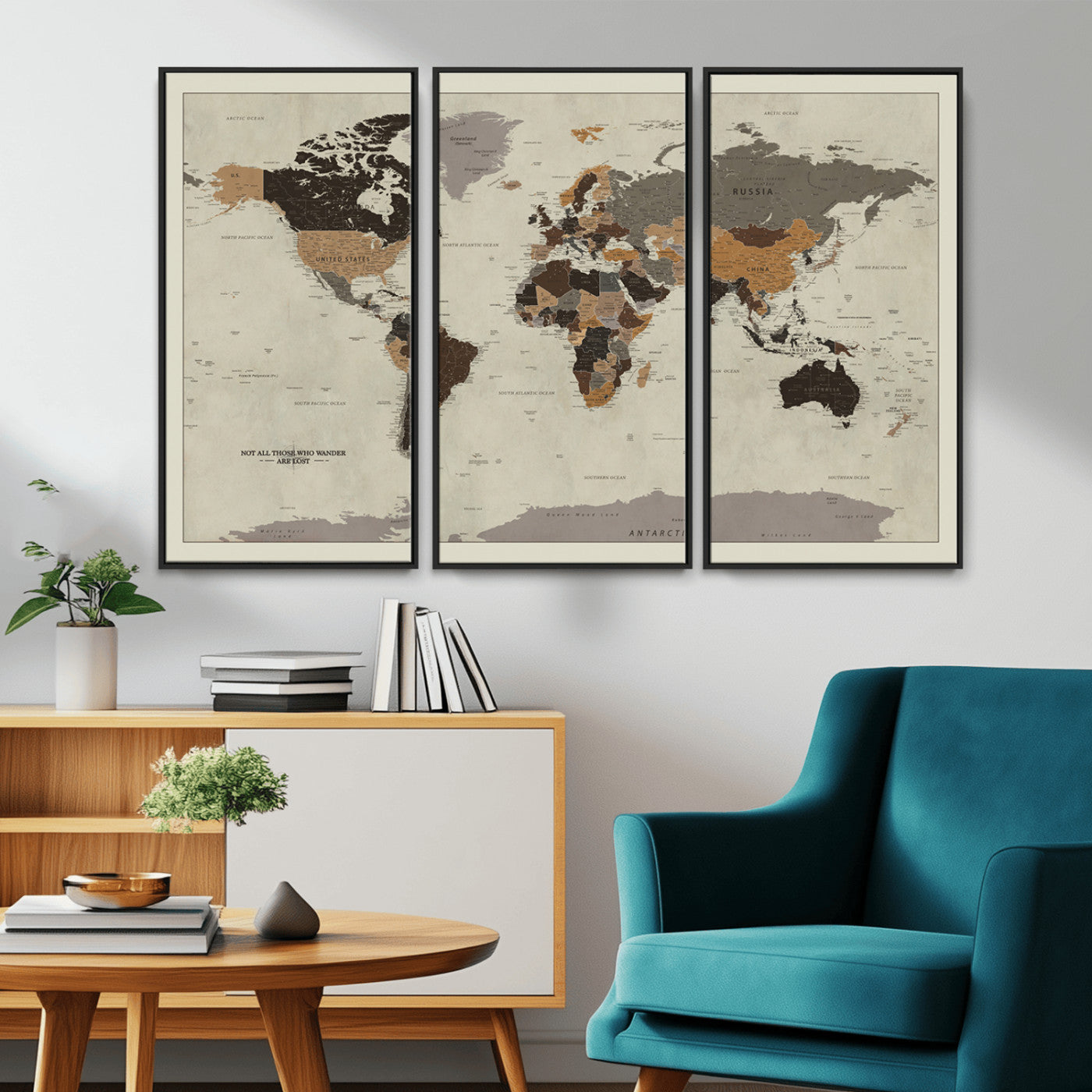 MGV-FC-48X32-3P - Push Pin World Map Canvas Print – Framed Wall Art for Couples to Track Their Travels – Anniversary