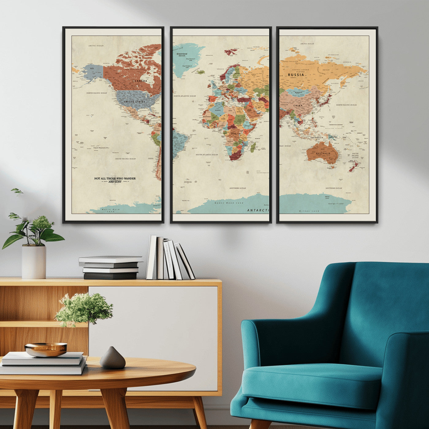 MGV-FC-48X32-3P - Push Pin World Map Canvas Print – Framed Wall Art for Couples to Track Their Travels – Anniversary
