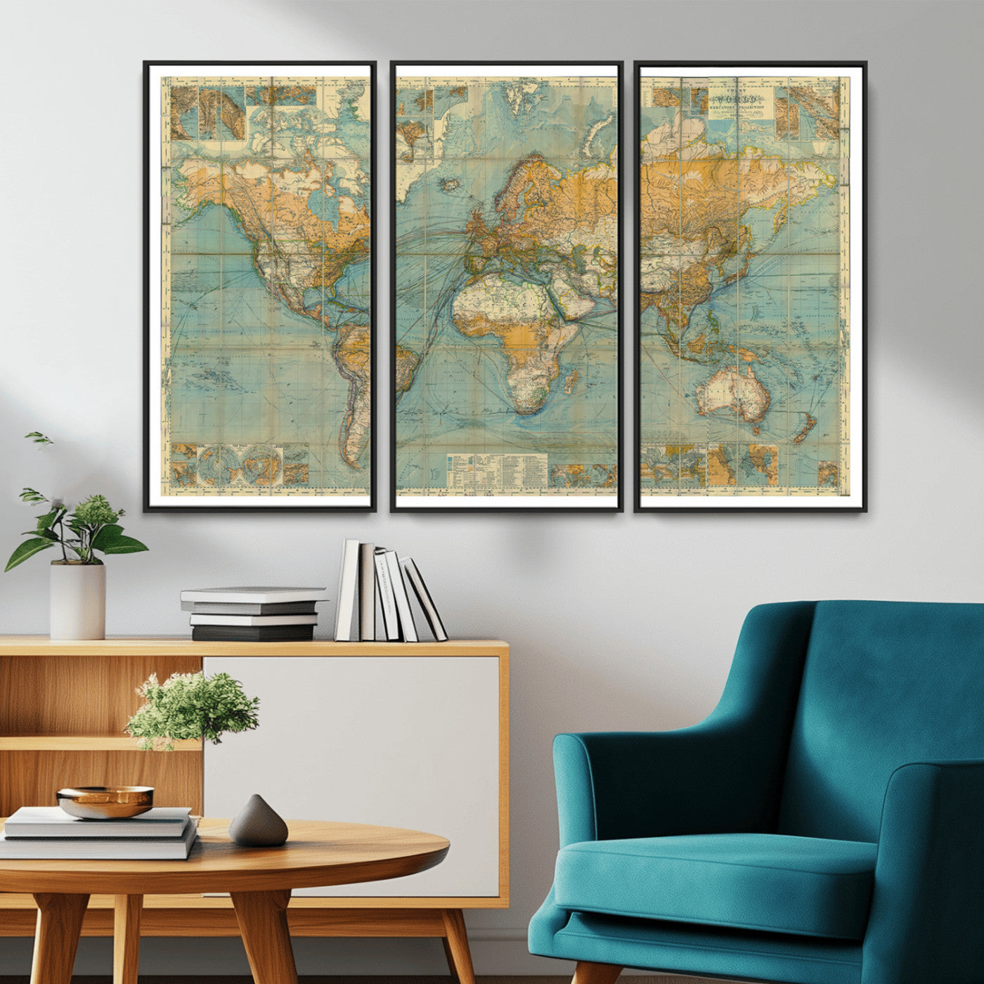 MGV-FC-48X32-3P - Push Pin World Map Canvas Print – Framed Wall Art for Couples to Track Their Travels – Anniversary