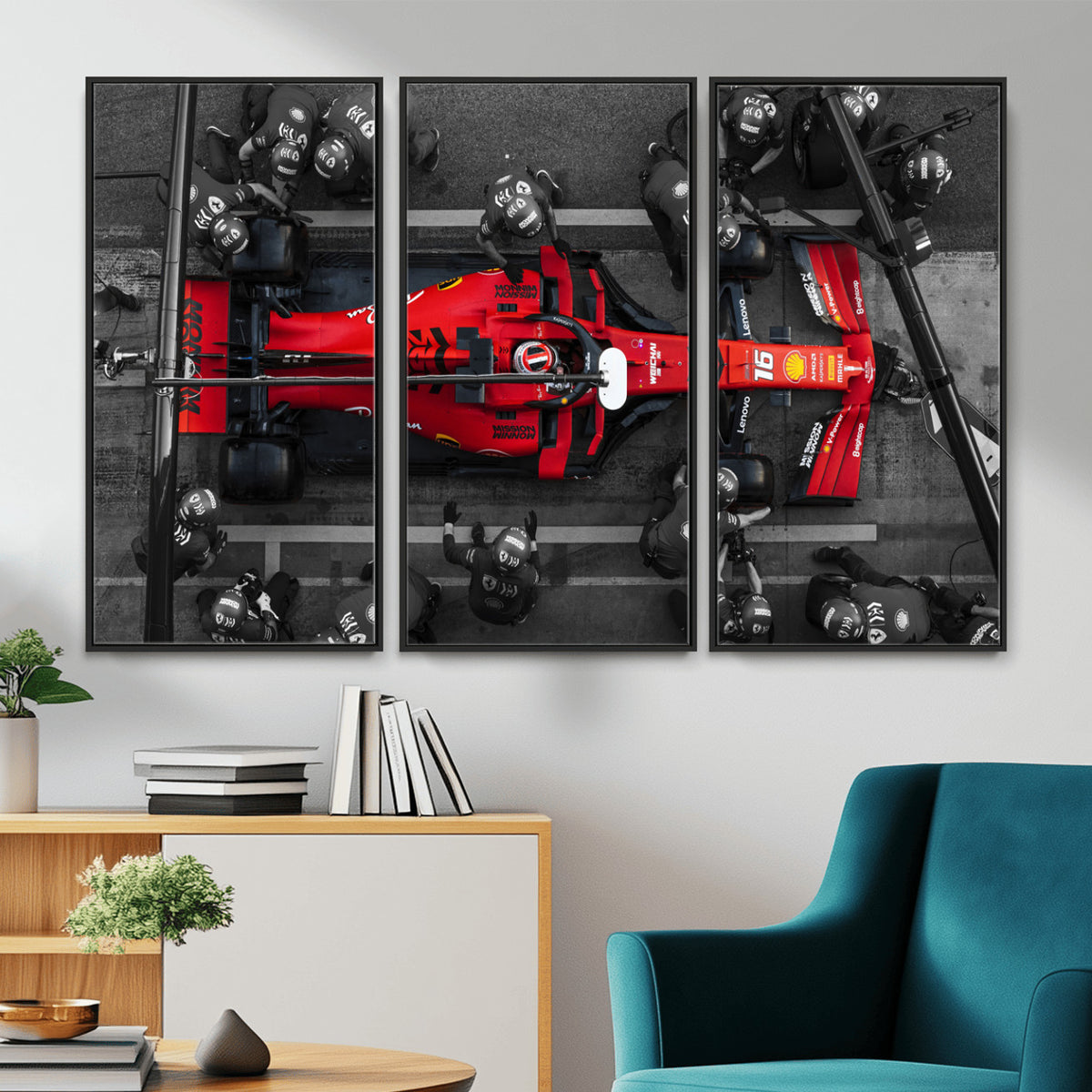 99356-MGV-CV-36X24 - Ferrari Pit Stop Canvas Wall Art | Precision and Speed