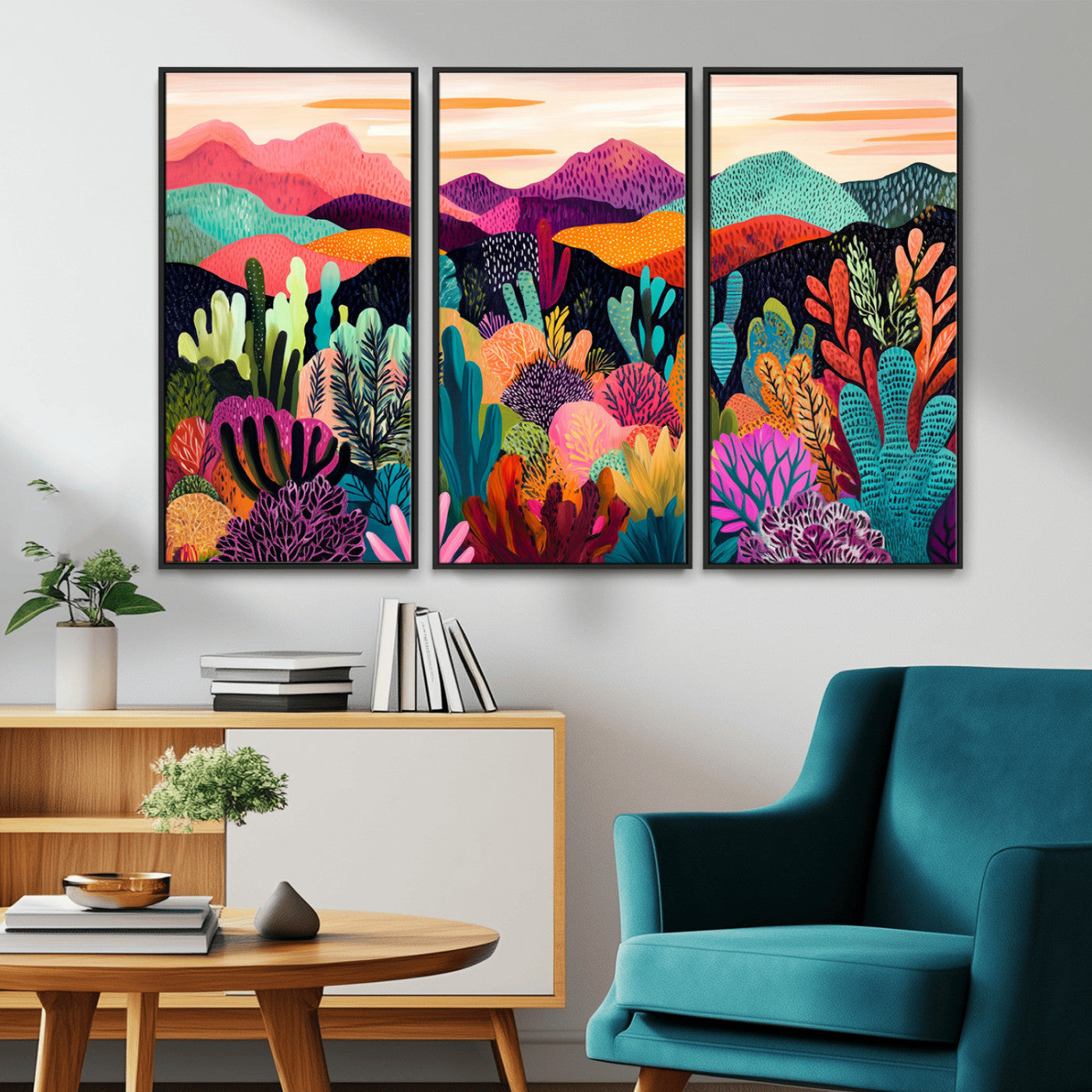 MGV-FC-48X32-3P - Abstract Kusama Print - Landscape Canvas Wall Art Print - Vibrant Modern Decor for Living Room,