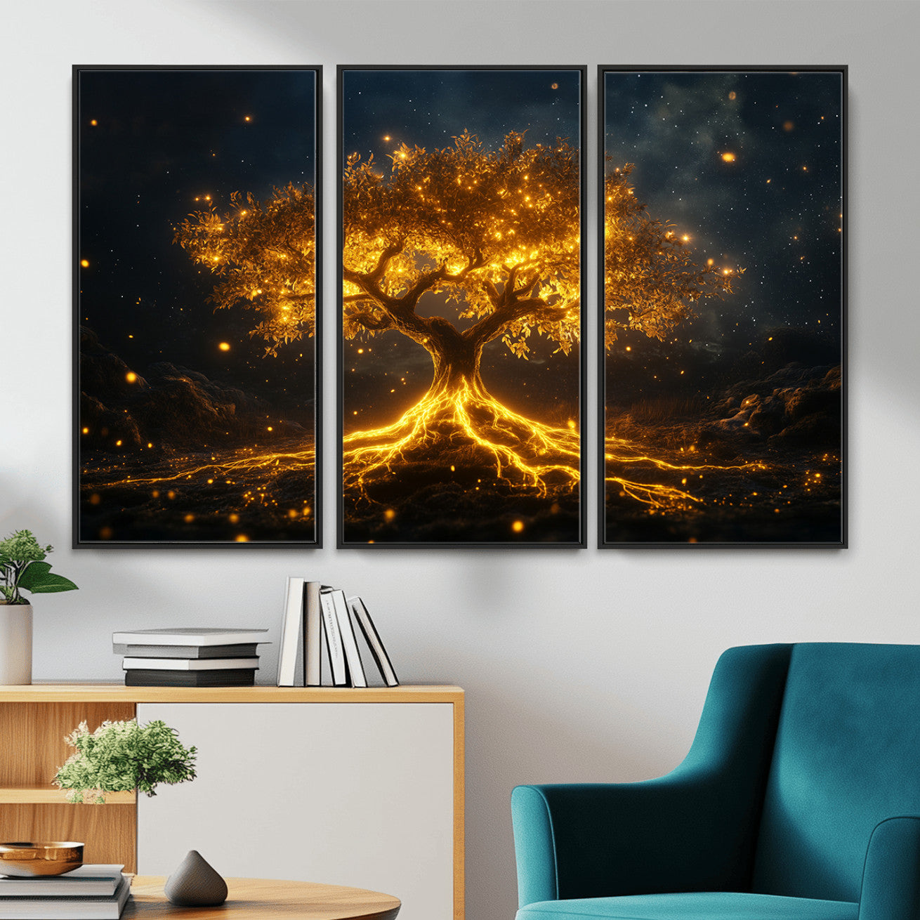 60194-MGV-CV-36X24 - Golden Tree of Life Canvas Wall Art Print - Majestic Tree of Life Print for Living Room and Office Decor