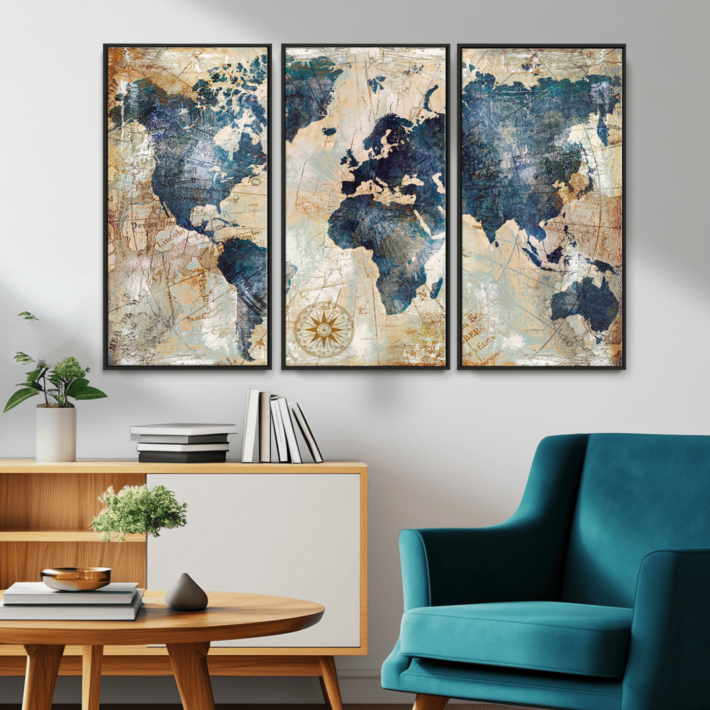 MGV-FC-48X32-3P - Push Pin World Map Canvas Print – Framed Wall Art for Couples to Track Their Travels – Anniversary