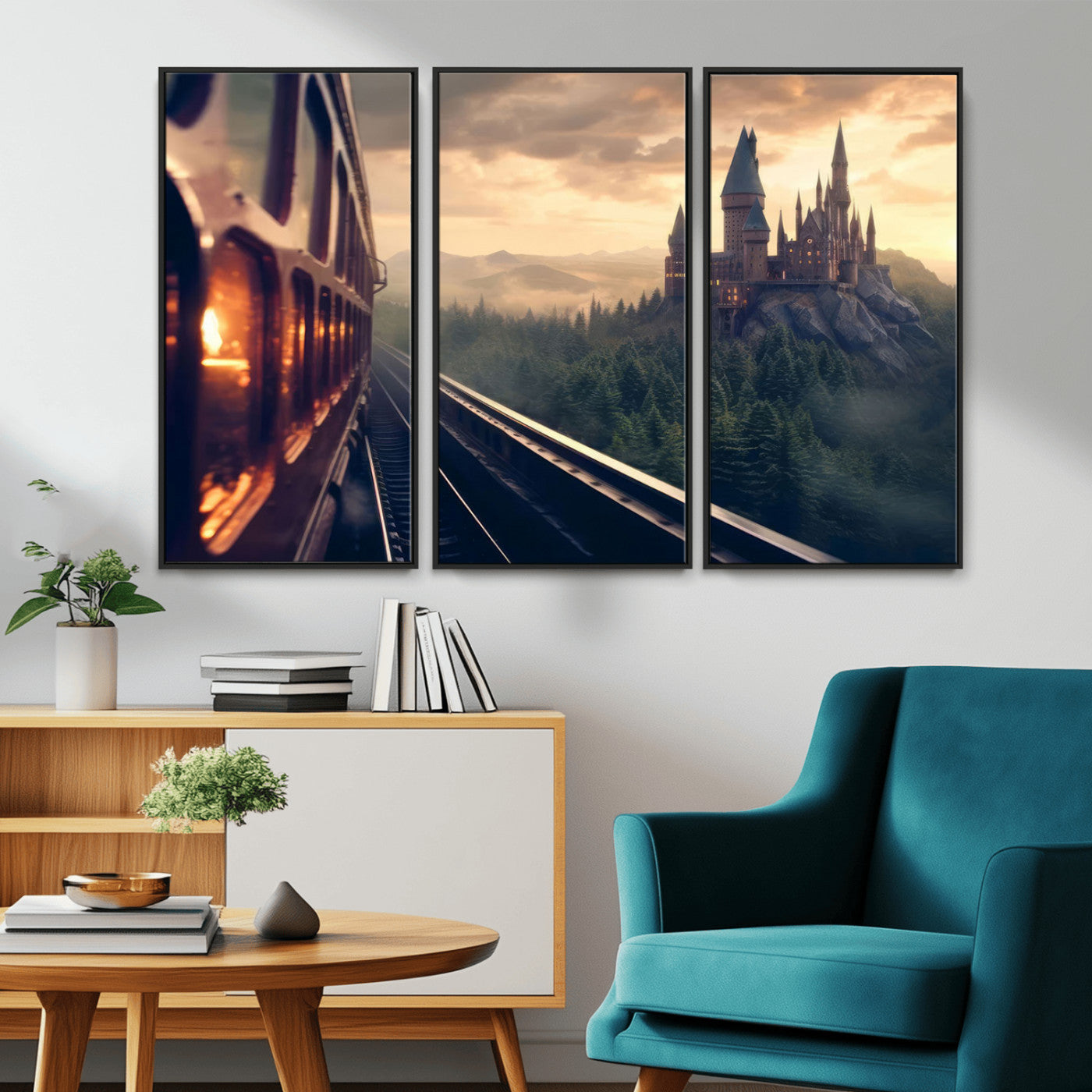 MGV-FC-48X32-3P - Harry Castle Wall Art Canvas Print, Wizard School Wall Art Print, Movie Wall Art Print