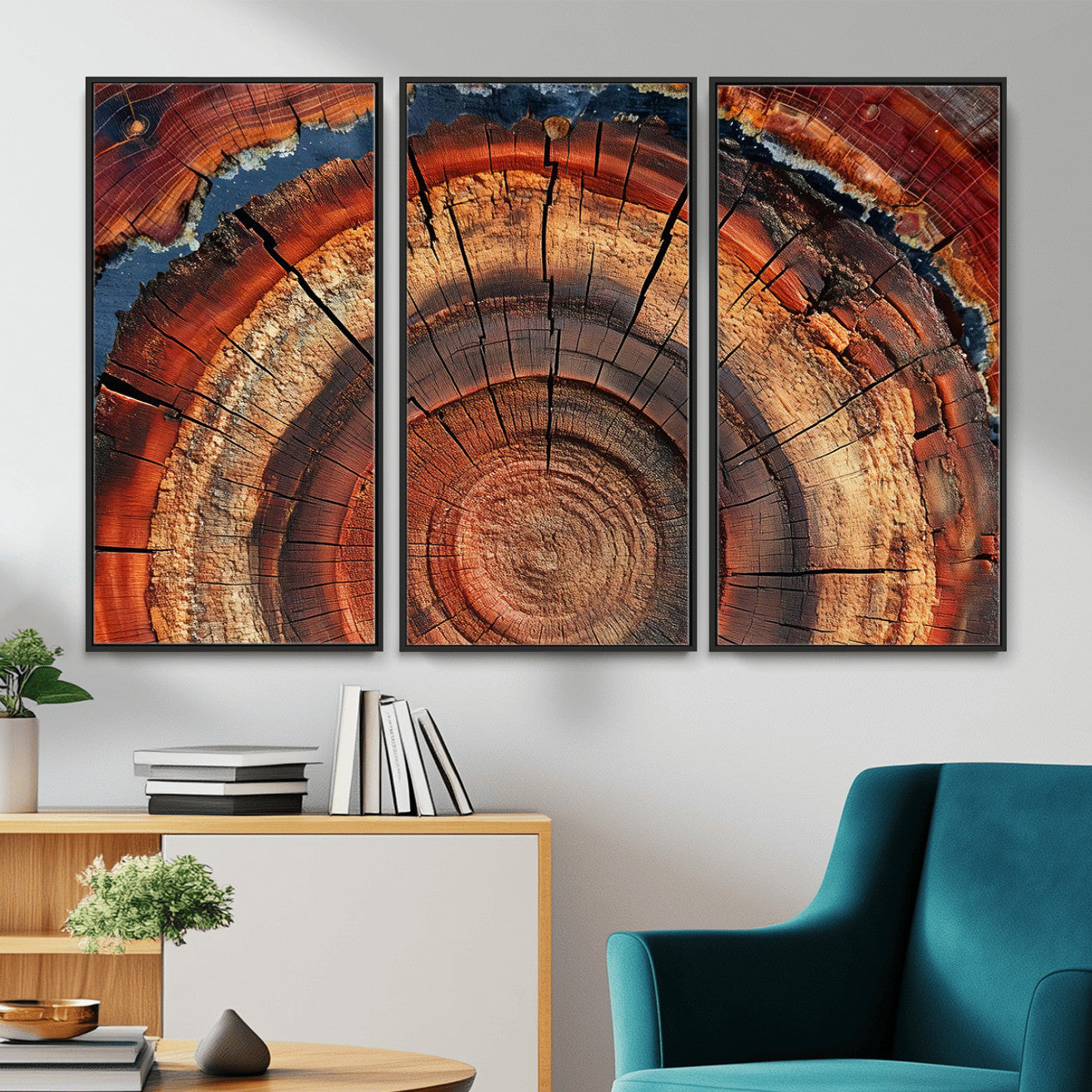 28555-MGV-CV-36X24 - Abstract Tree Ring Art Wall Art Canvas Print for Modern Farmhouse Decor, Colorful Tree Ring Wall Decor, Minimalist Home Canvas Art