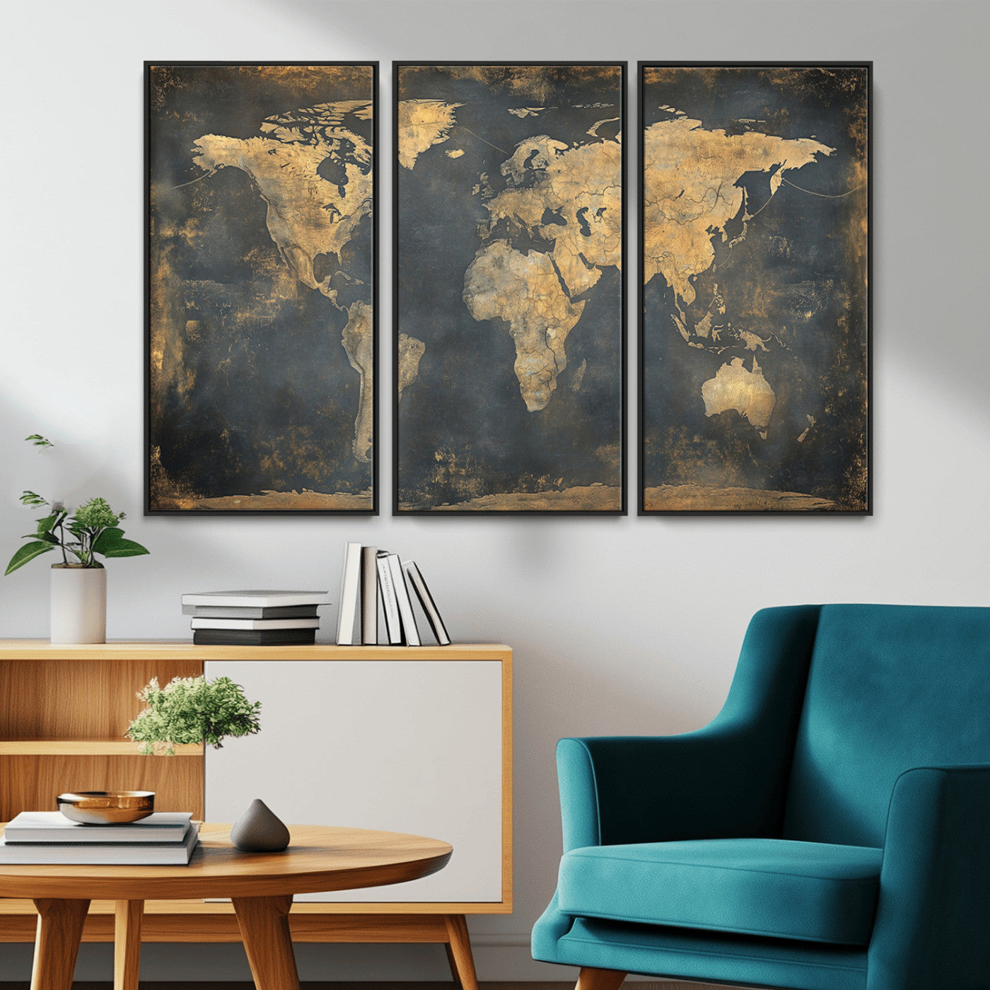 MGV-FC-48X32-3P - Push Pin World Map Canvas Print – Framed Wall Art for Couples to Track Their Travels – Anniversary