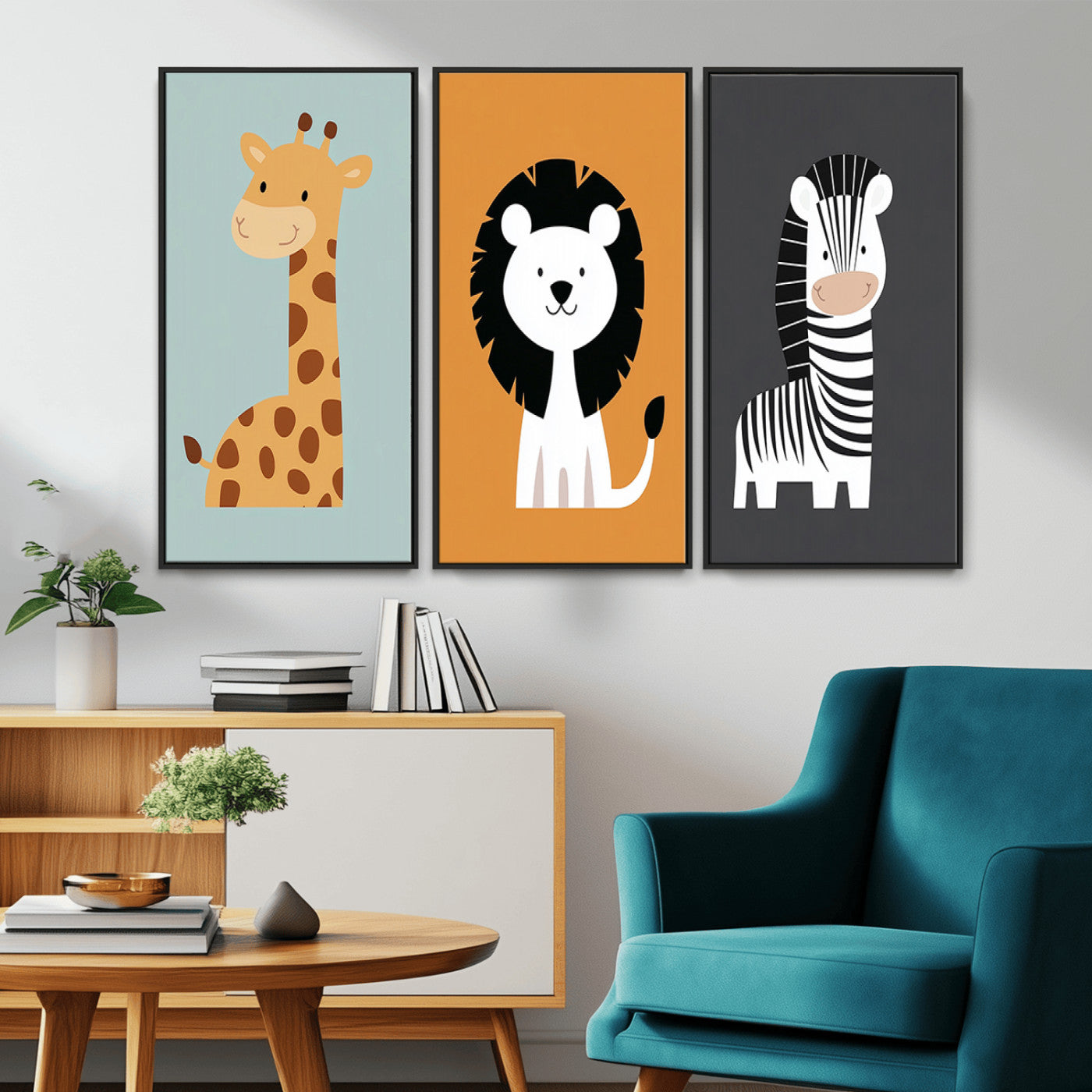 MGV-FC-48X32-3P - Boho Jungle Animal Nursery Wall Art Prints - Safari Decor in Earth Tones for Modern and Stylish