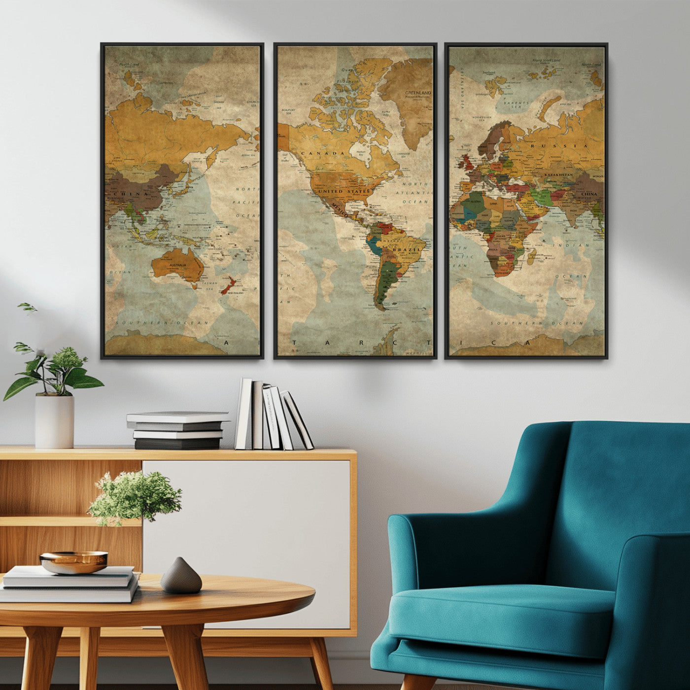 MGV-FC-48X32-3P - Push Pin World Map Canvas Print – Framed Wall Art for Couples to Track Their Travels – Anniversary
