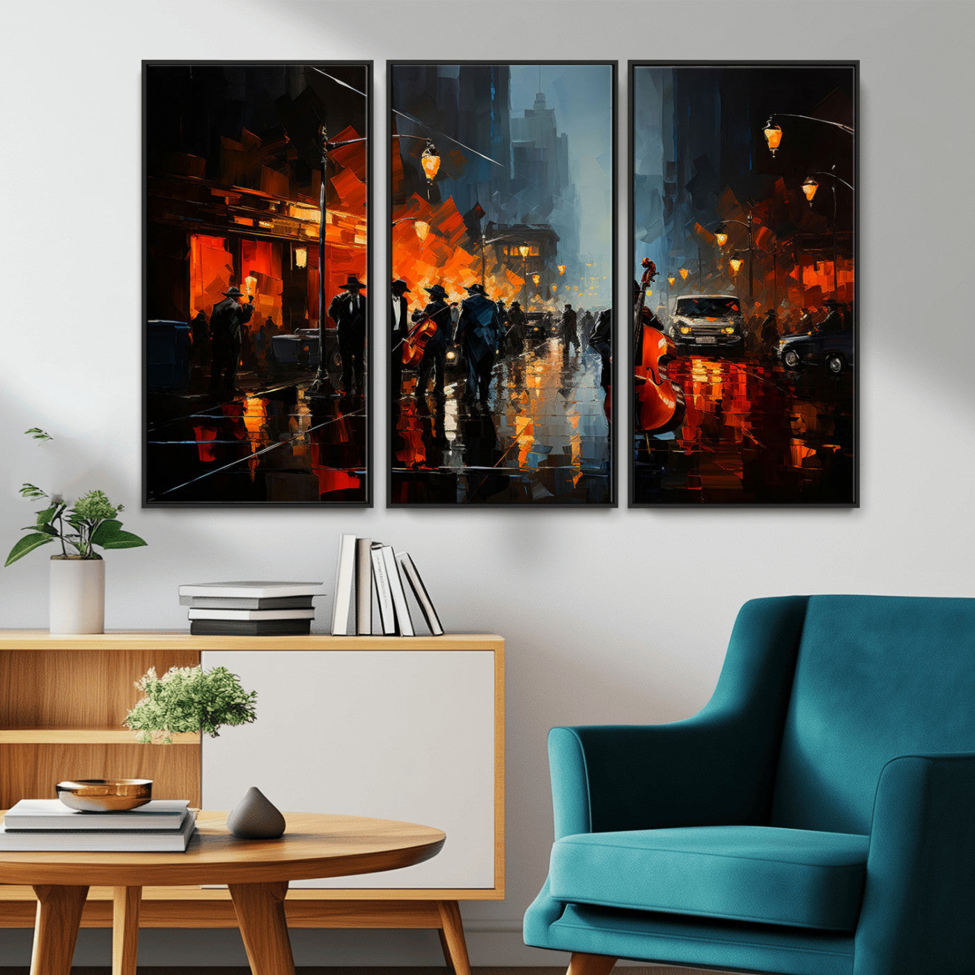 MGV-FC-48X32-3P - Winston Porter Jazz Wall Art - African American Music Canvas - Abstract Colorful Music Art - Framed