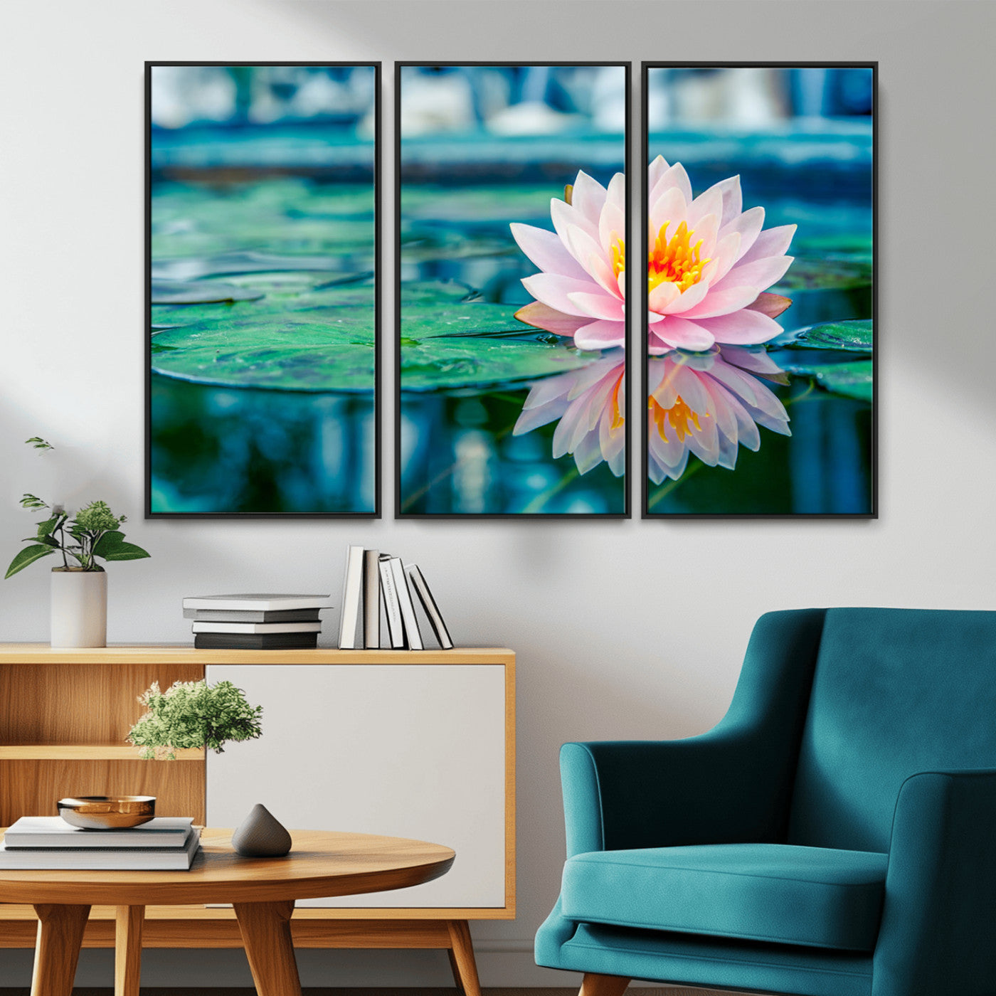 MGV-FC-48X32-3P - Lotus Flower Wall Art Canvas Print, Water Lily Large Wall Art Canvas Print for Yoga Room Decor,