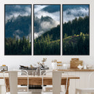 84598503-MGV-CV-36X24-Misty Forest Wall Art Canvas Print, Framed Pine Hills Art Picture Print, Moody Hills Perfect Moody Woodland Decor Artwork