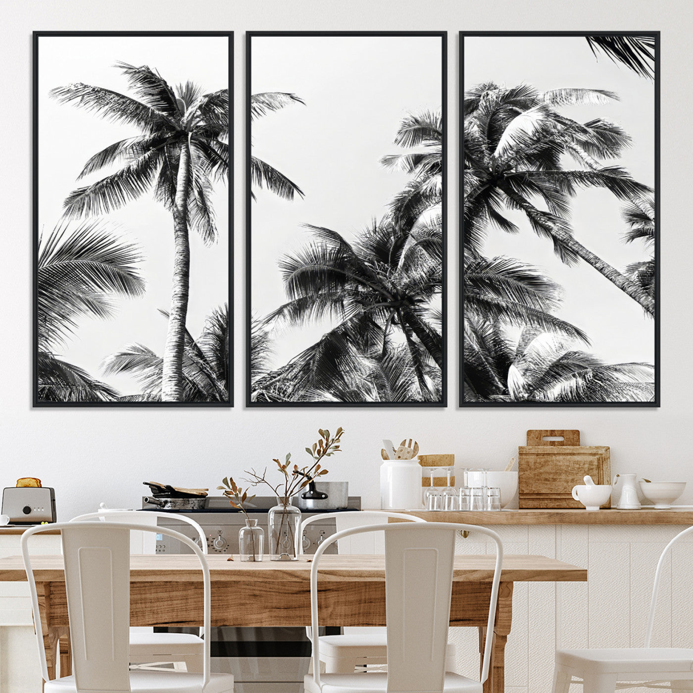 46641801-MGV-CV-40X27-Palm Wall Art Canvas Print, Framed Tropics Art Picture Print, Monochrome Perfect Minimalist Decor