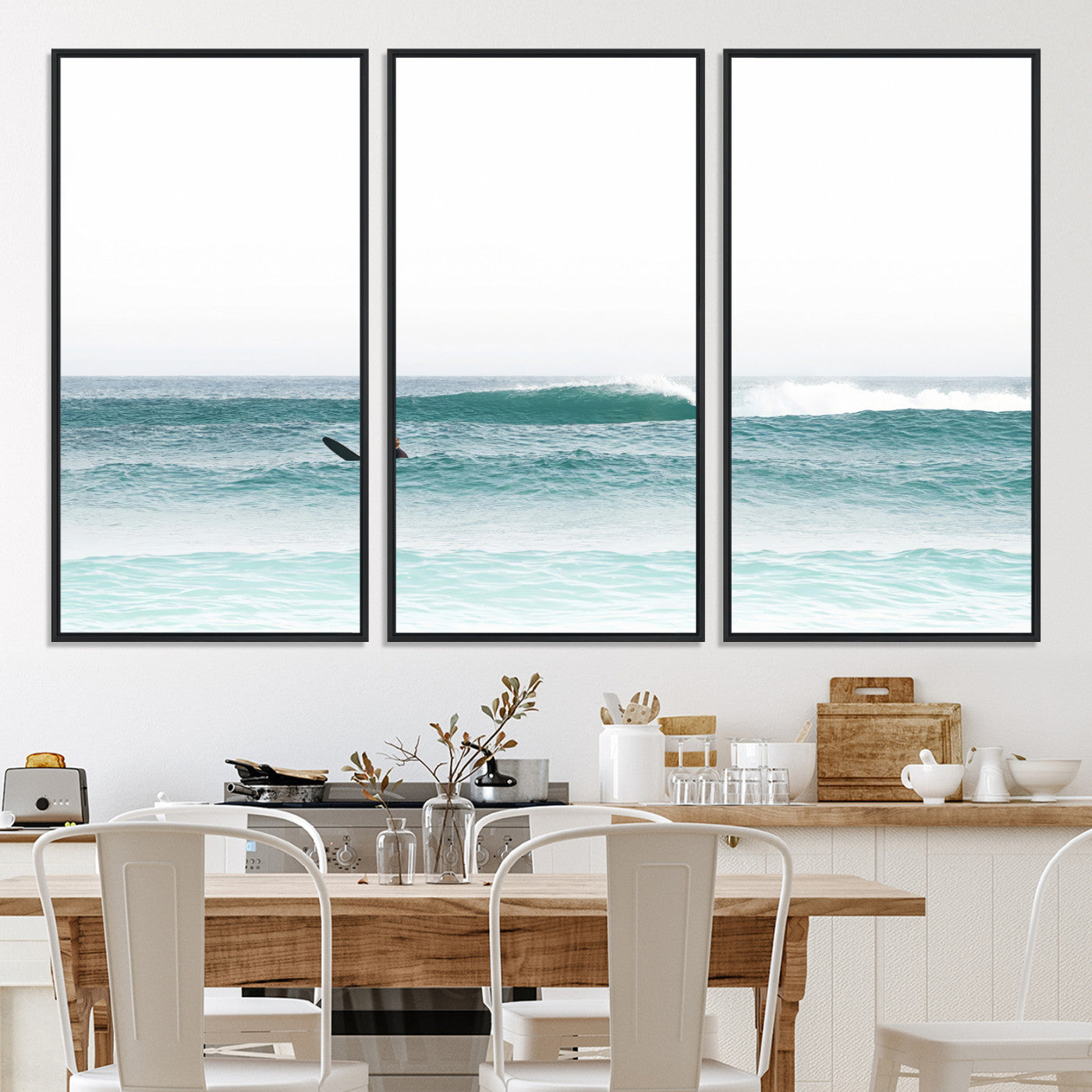 56345117-MGV-CV-36X24-Surfing Wall Art Canvas Print, Framed Ocean Art Picture Print, Waves Perfect Minimalist Decor