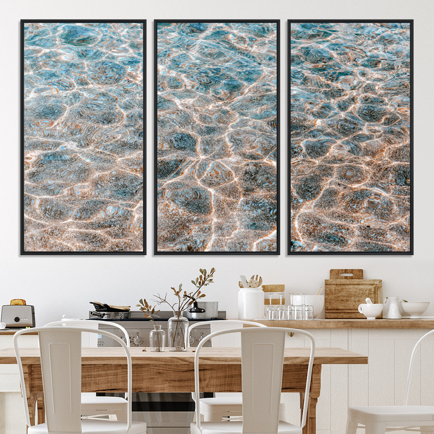 26580287-MGV-CV-36X24-Clear Water Wall Art Canvas Print, Framed Sunlit Ripples Art Picture Print, Ocean Texture Perfect Modern Coastal Decor