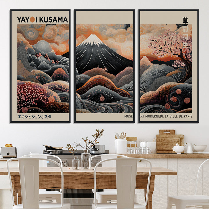 Yayoi Kusama Wall Art Canvas, Large Abstract Print, Framed Kusama Polka Dot Art Print, Yayoi Kusama Wall Decor