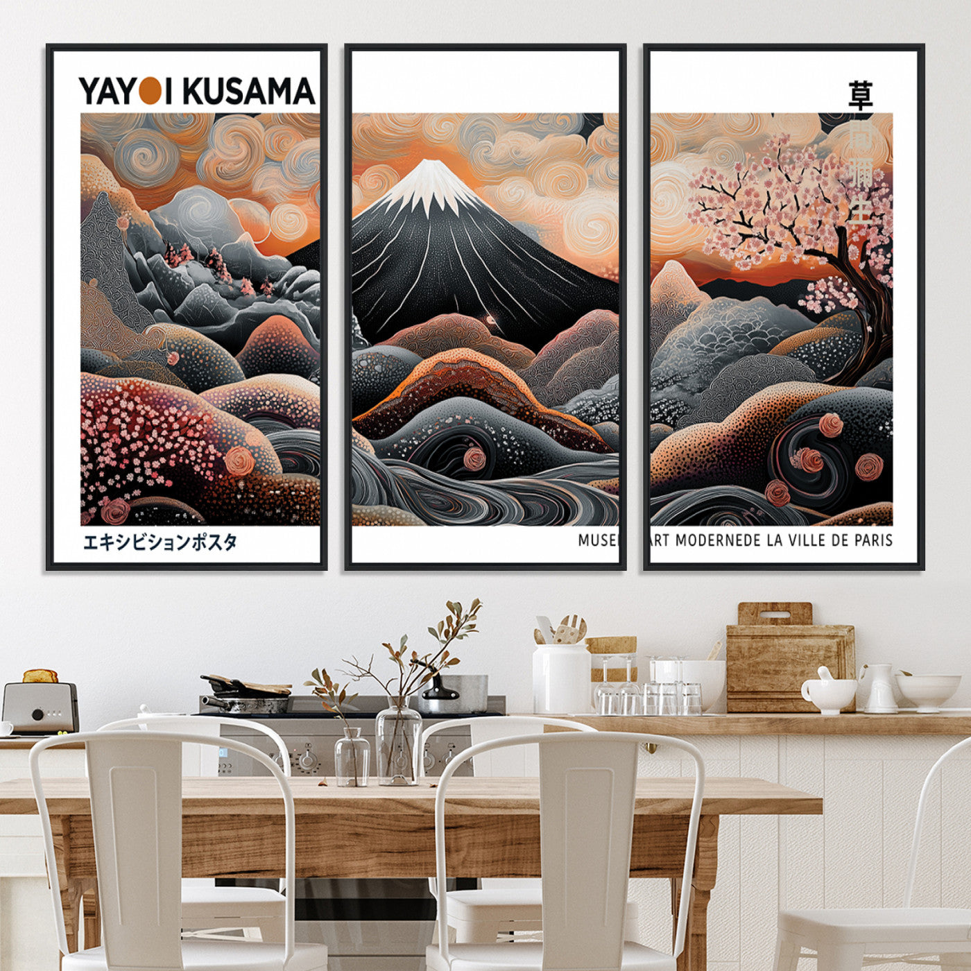 63125329-MGV-CV-36X24-Yayoi Kusama Wall Art Canvas Print, Framed Contemporary Dot Art Picture Print, Japanese Style Perfect Japanese Decor