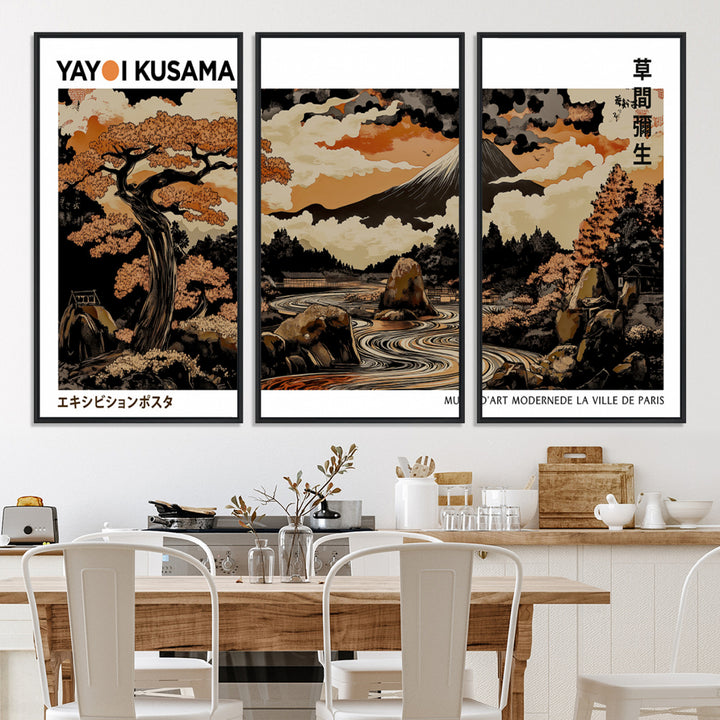 Modern Japanese Wall Art Print Yayoi Kusama Canvas Wall Art Abstract Mount Fuji Canvas Print Japanese Landscape Art Printing