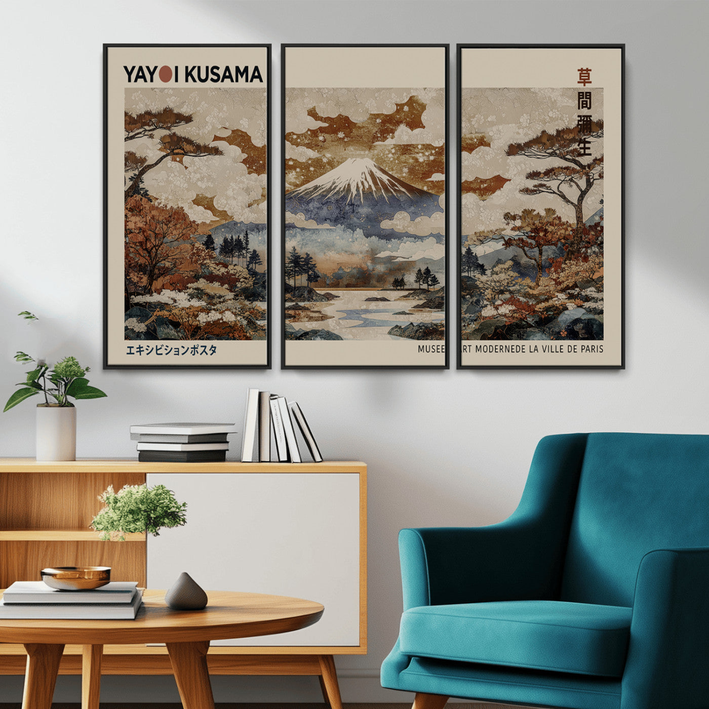 MGV-FC-48X32-3P - Yayoi Wall Art: Transform Your Space, Modern Japanese Wall Art Print Yayoi Kusama Canvas Wall Art