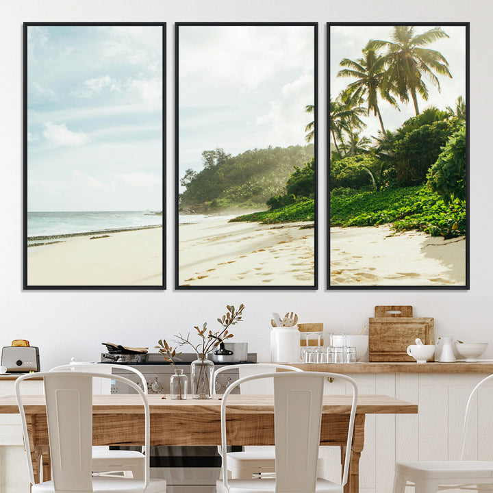 Relaxing Beach Wall Art Canvas Print, Framed Ocean View Art Picture Print, Coastal Serenity Perfect Tropical Coastal Decor Artwork