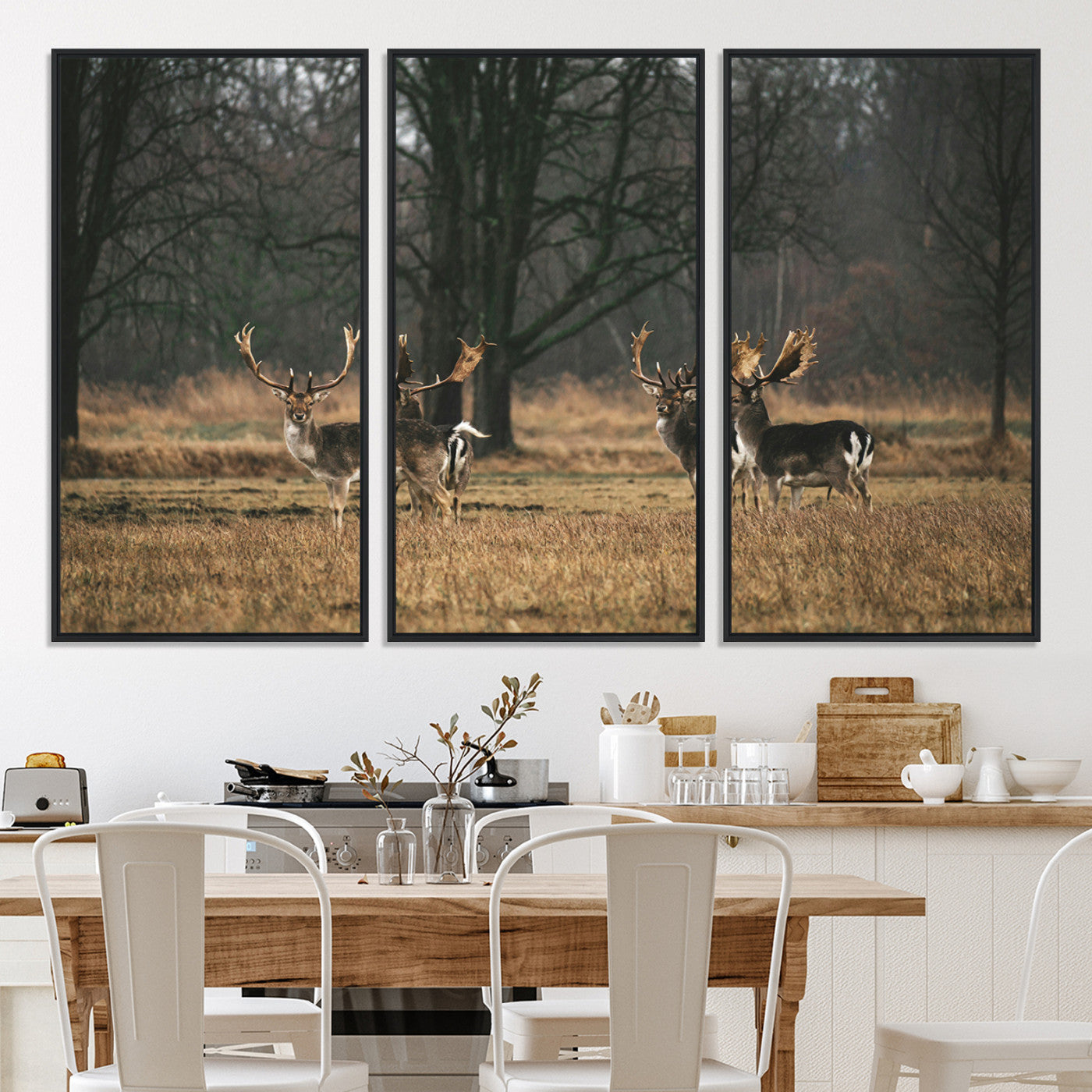 55348744-MGV-CV-36X24-Deer Photography Wall Art Canvas Print, Framed Rustic Wildlife Art Picture, Rustic Deer Wall Art Print