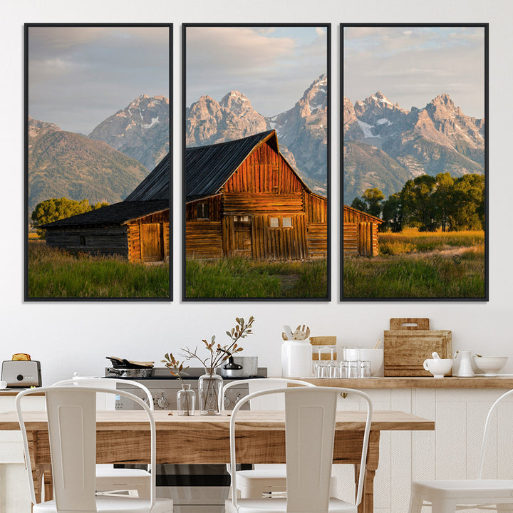 Rustic Barn Wall Art Canvas Print, Framed Western Landscape Art Picture Print, Farmhouse Style Perfect Rustic Farmhouse Decor Artwork