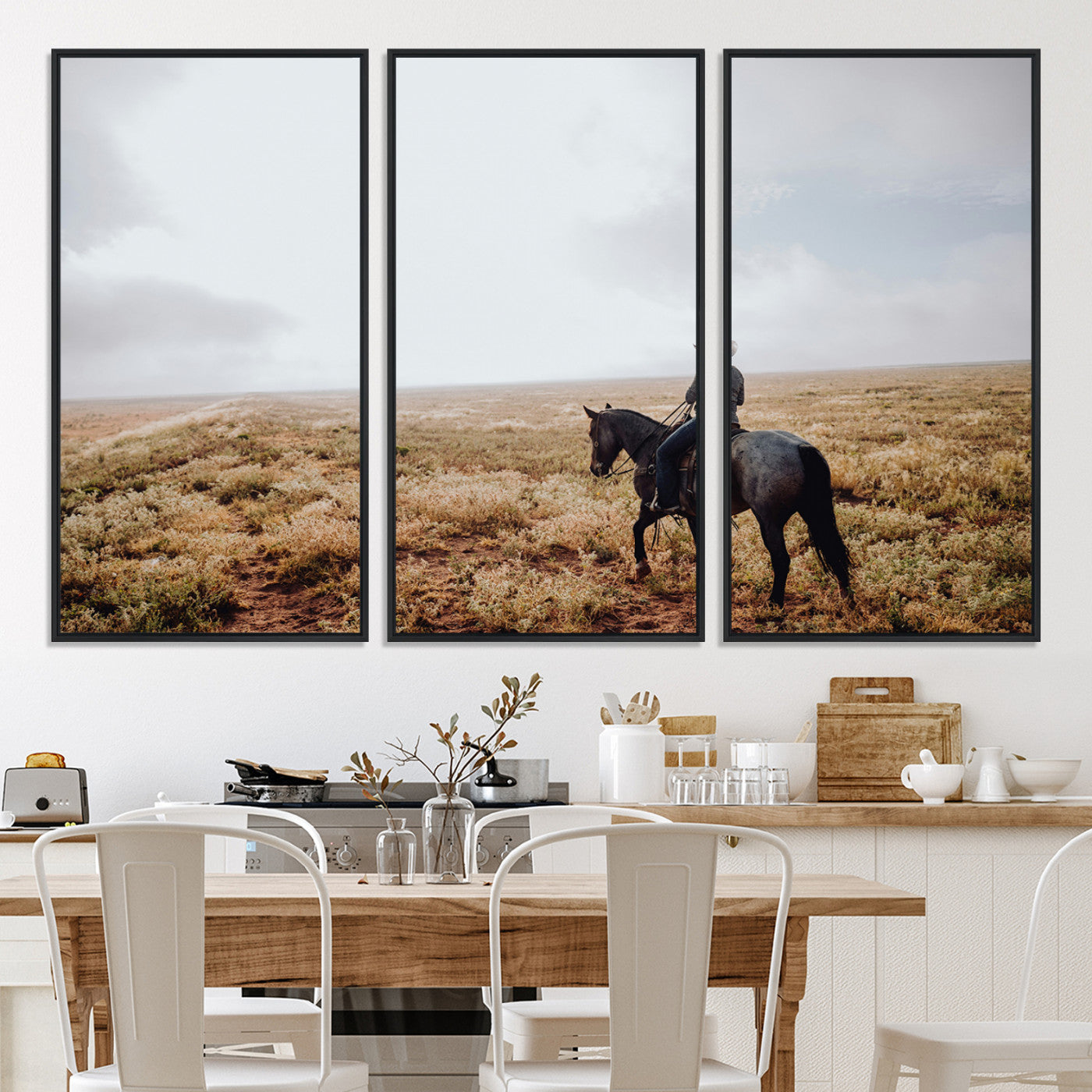 57597730-MGV-CV-36X24-Cowboy Wall Art Wall Art Canvas Print, Framed Western Canvas Art Picture Print, Rustic Ranch Scene Perfect Rustic Western Decor Artwork
