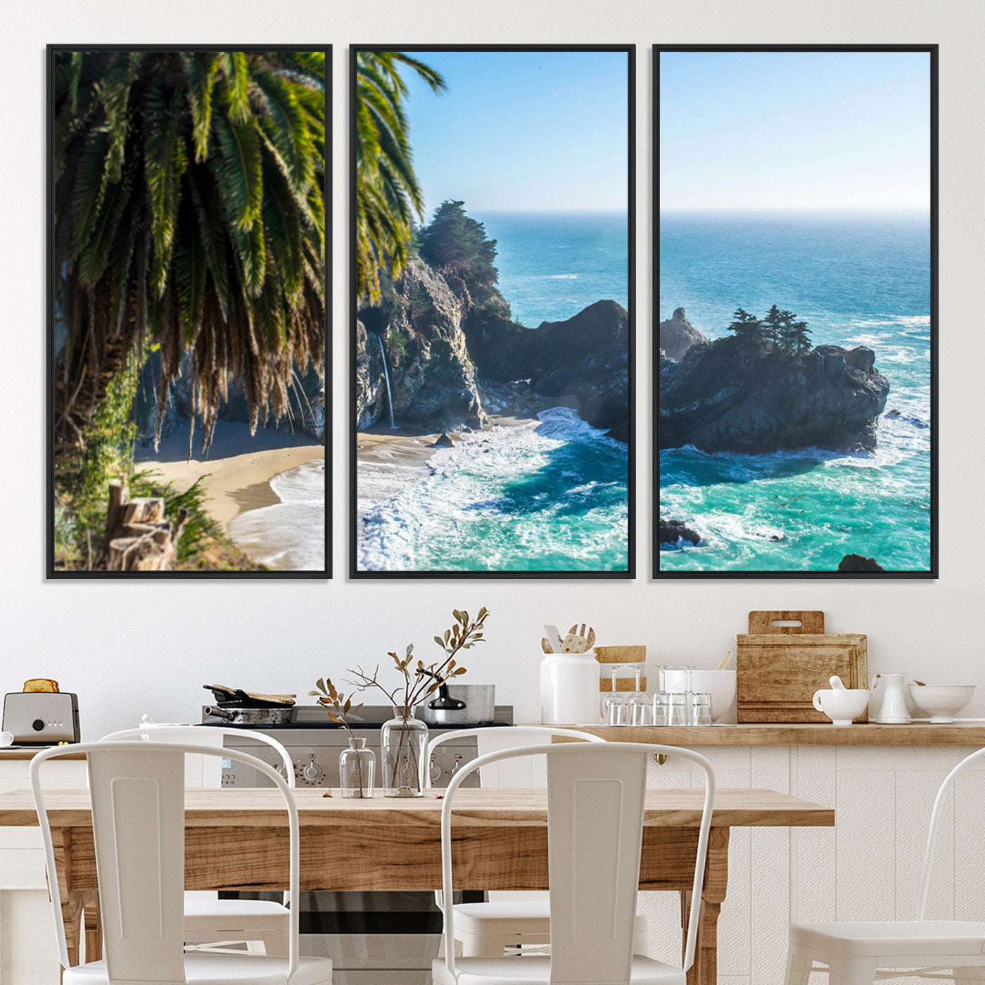 49714835-MGV-CV-36X24-Big Sur Photography Wall Art Canvas Print, Framed California Coastline Art Picture Print, Tropical Seascape Perfect Coastal Minimalist Decor