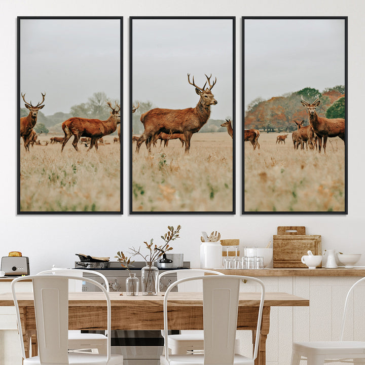 Rustic Deer Print Wall Art Canvas Print