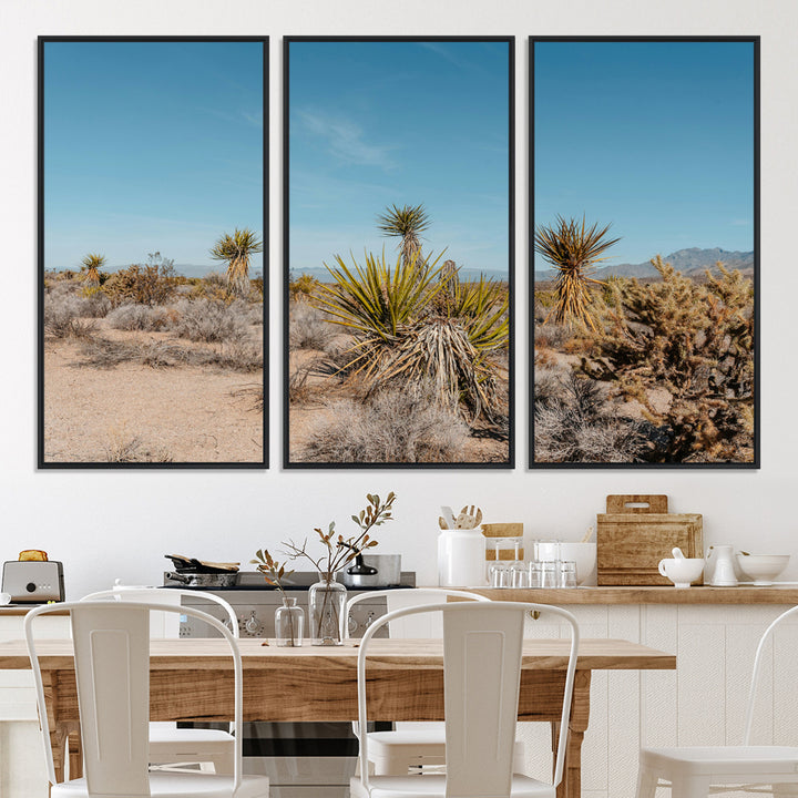 Joshua Tree Wall Art Canvas Print, Desert Landscape Print, Framed Warm Earth Tones Art Print, Large California Southwest Printing